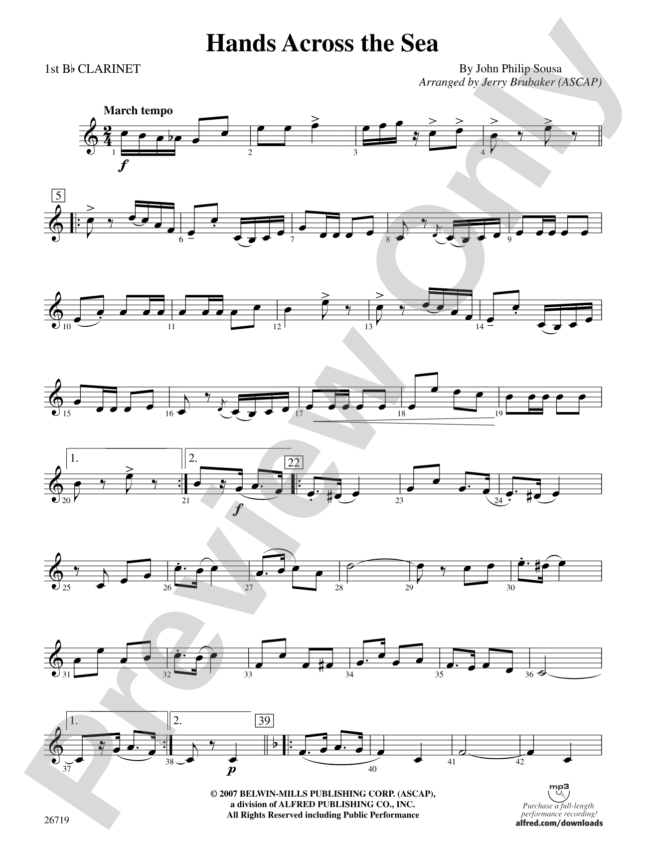 Hands Across the Sea: 1st B-flat Clarinet