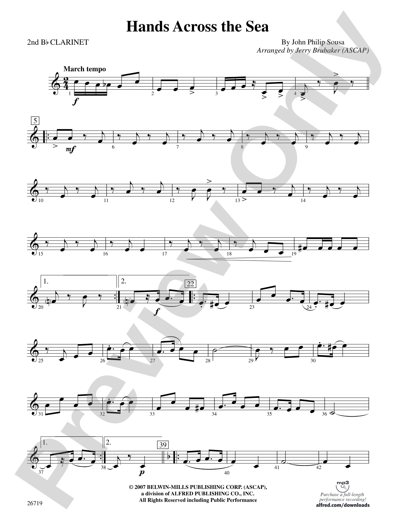 Hands Across the Sea: 2nd B-flat Clarinet