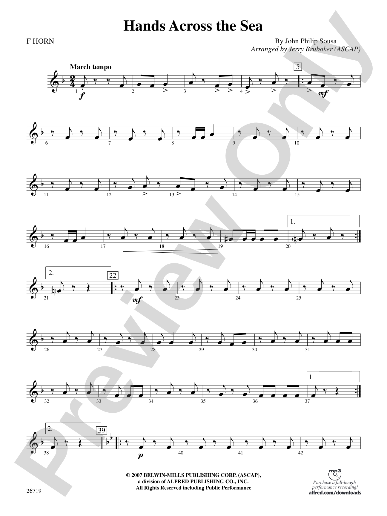 Hands Across the Sea: 1st F Horn