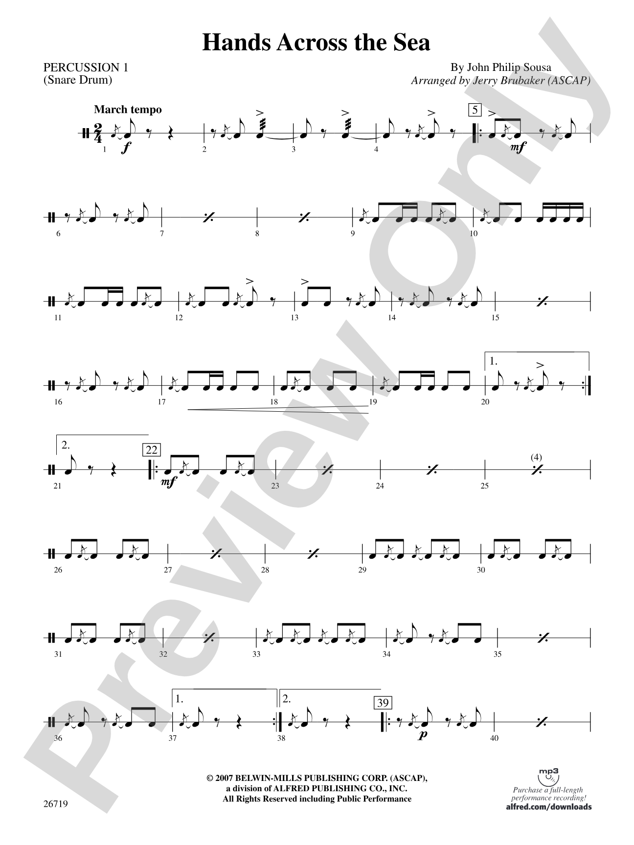 Hands Across the Sea: 1st Percussion