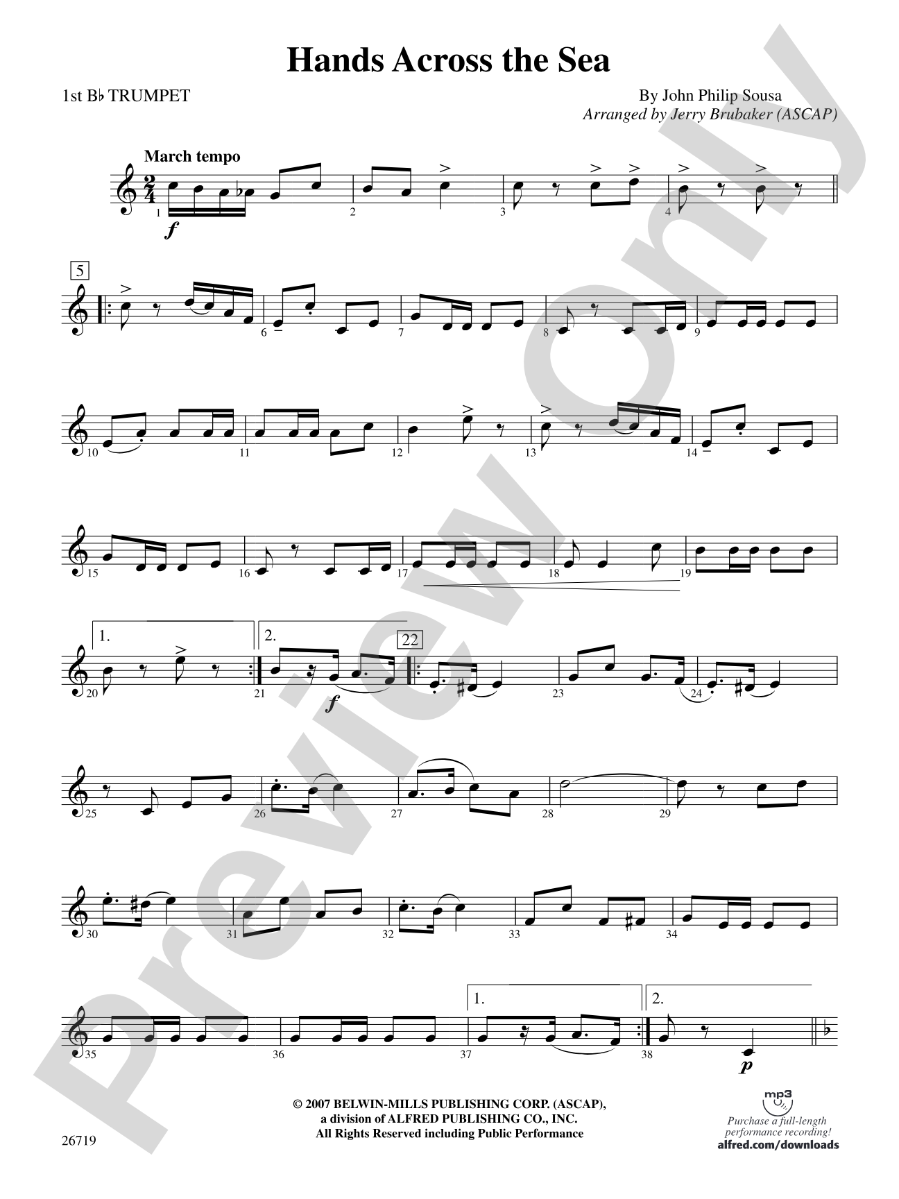 Hands Across the Sea: 1st B-flat Trumpet