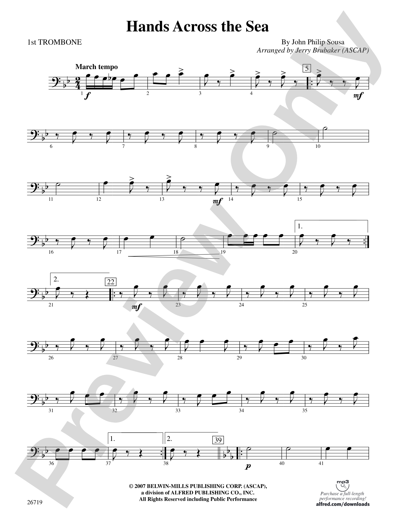 Hands Across the Sea: 1st Trombone
