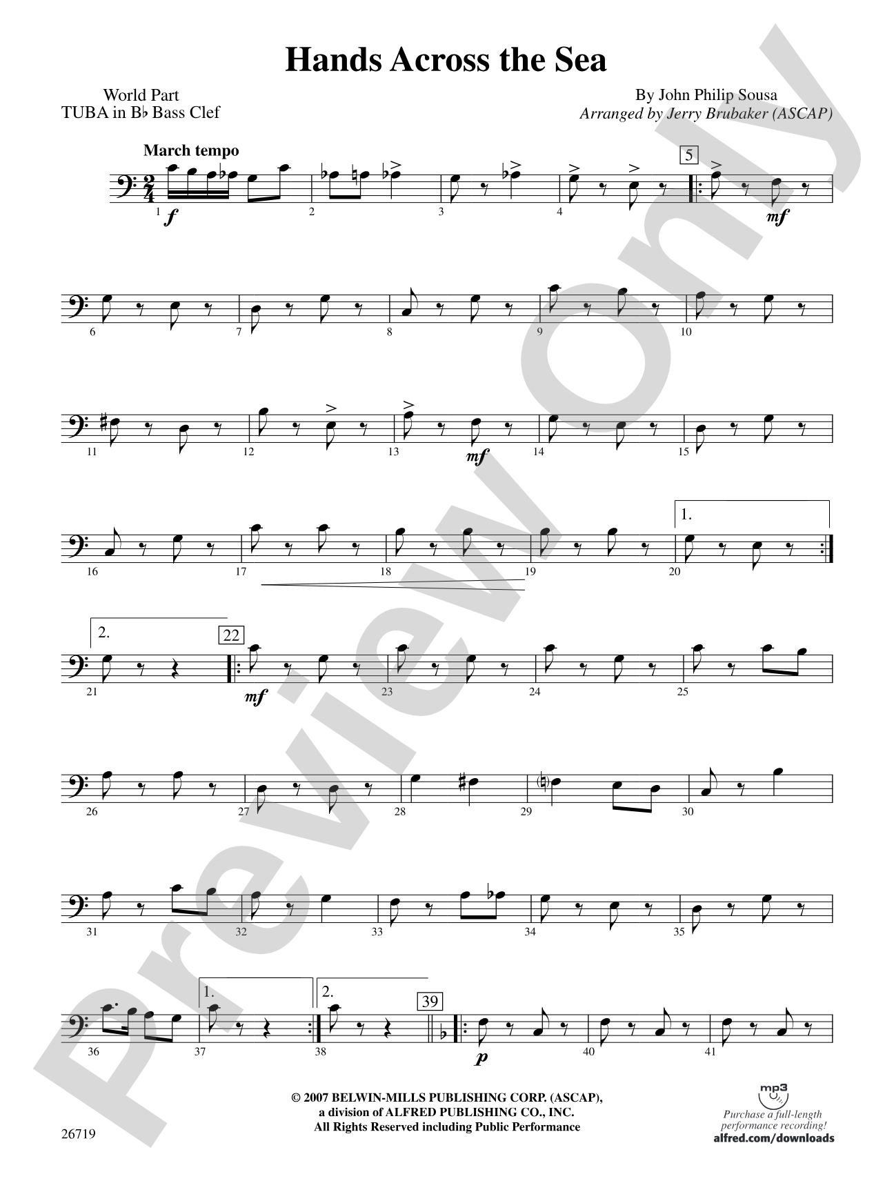 Hands Across the Sea: (wp) B-flat Tuba B.C.