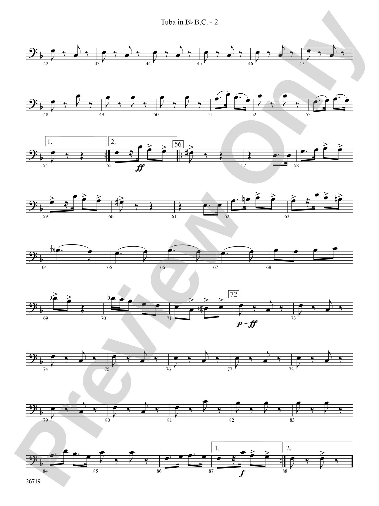 Hands Across the Sea: (wp) B-flat Tuba B.C.