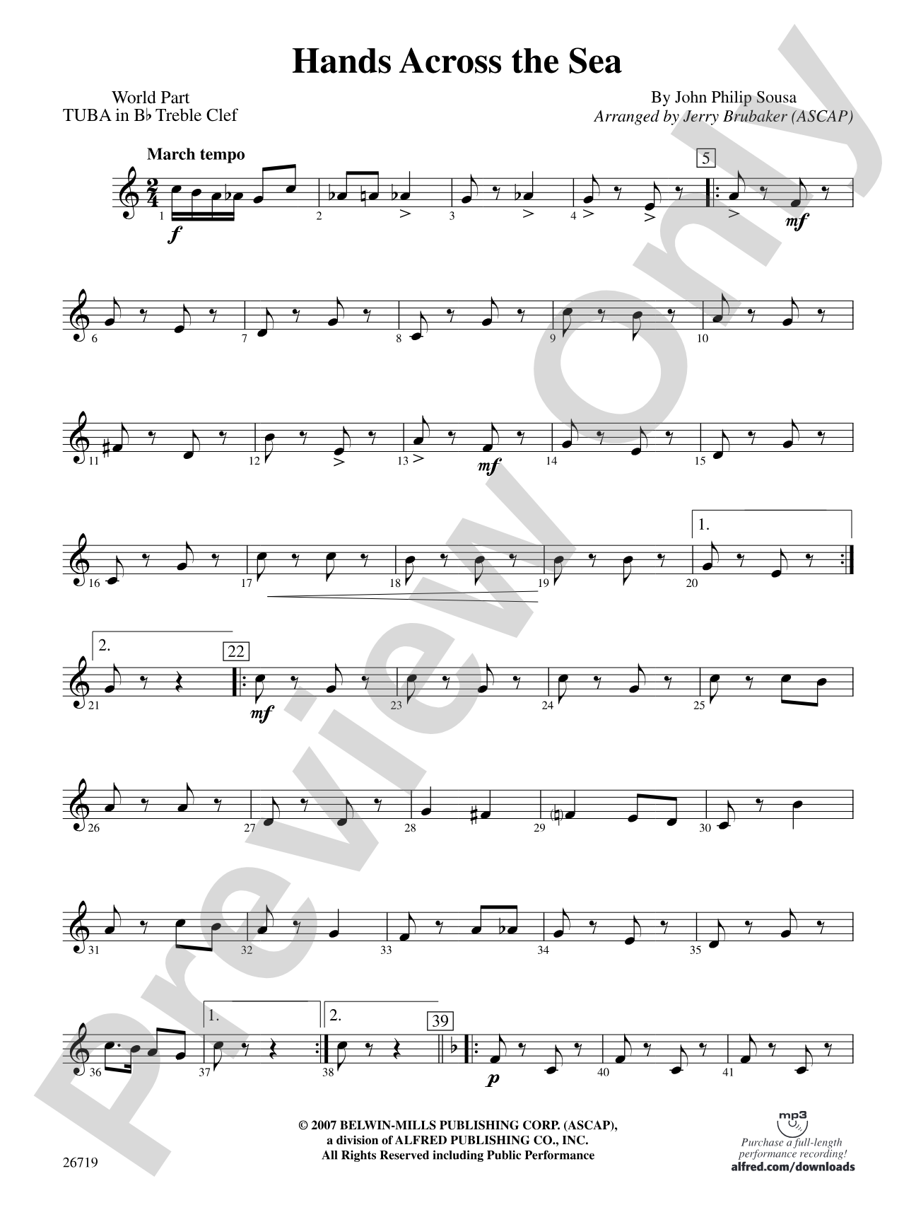 Hands Across the Sea: (wp) B-flat Tuba T.C.