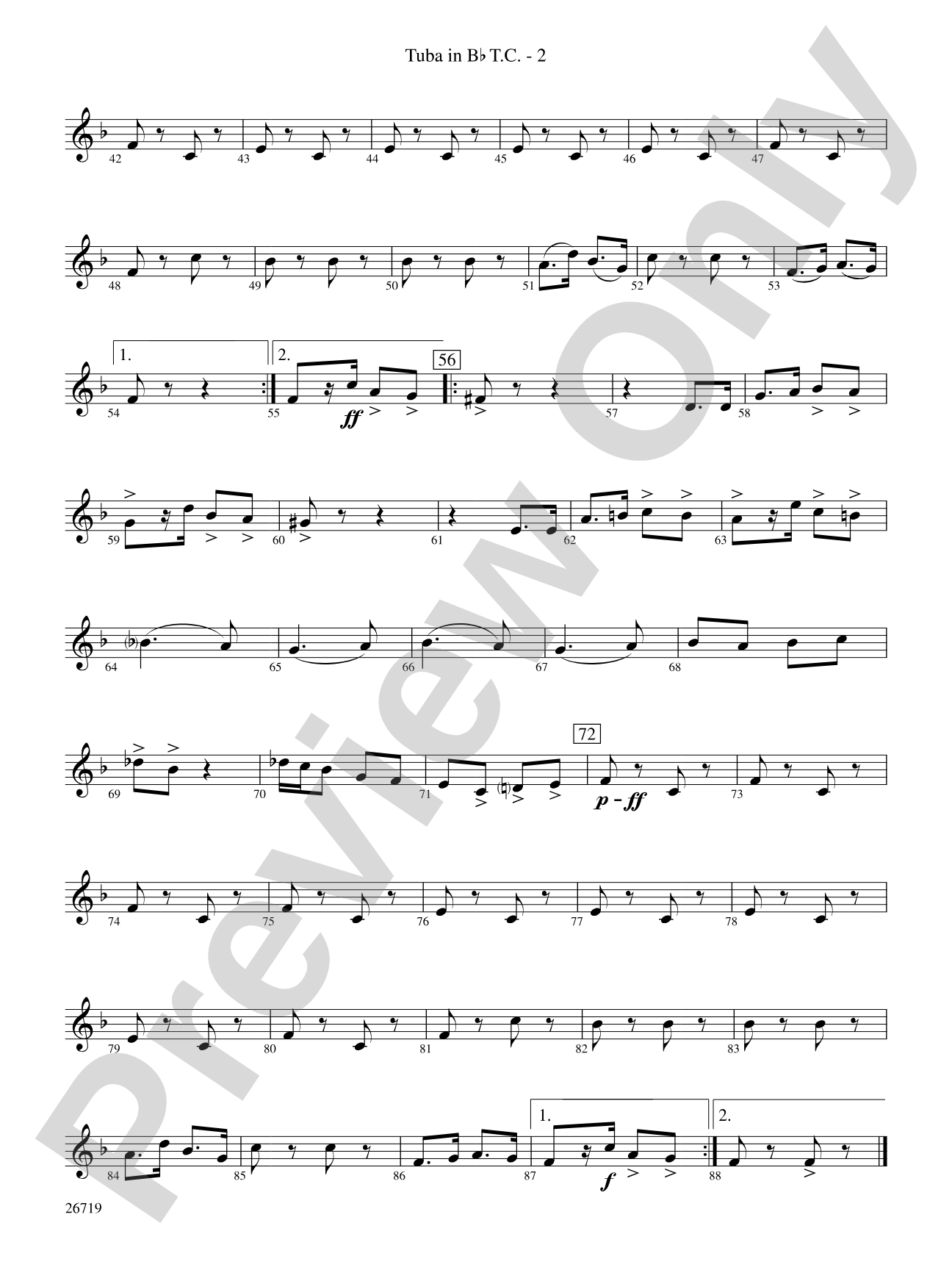 Hands Across the Sea: (wp) B-flat Tuba T.C.