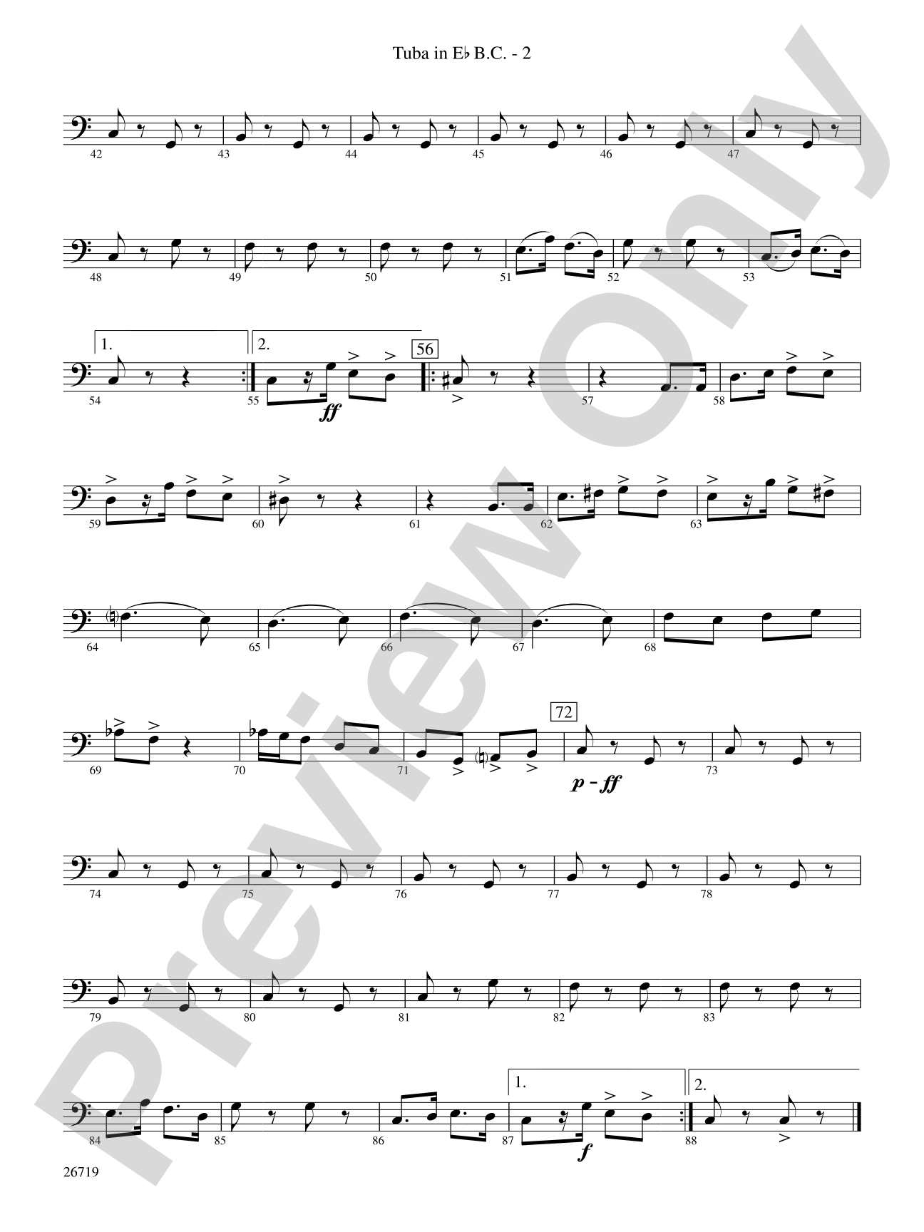 Hands Across the Sea: (wp) E-flat Tuba B.C.