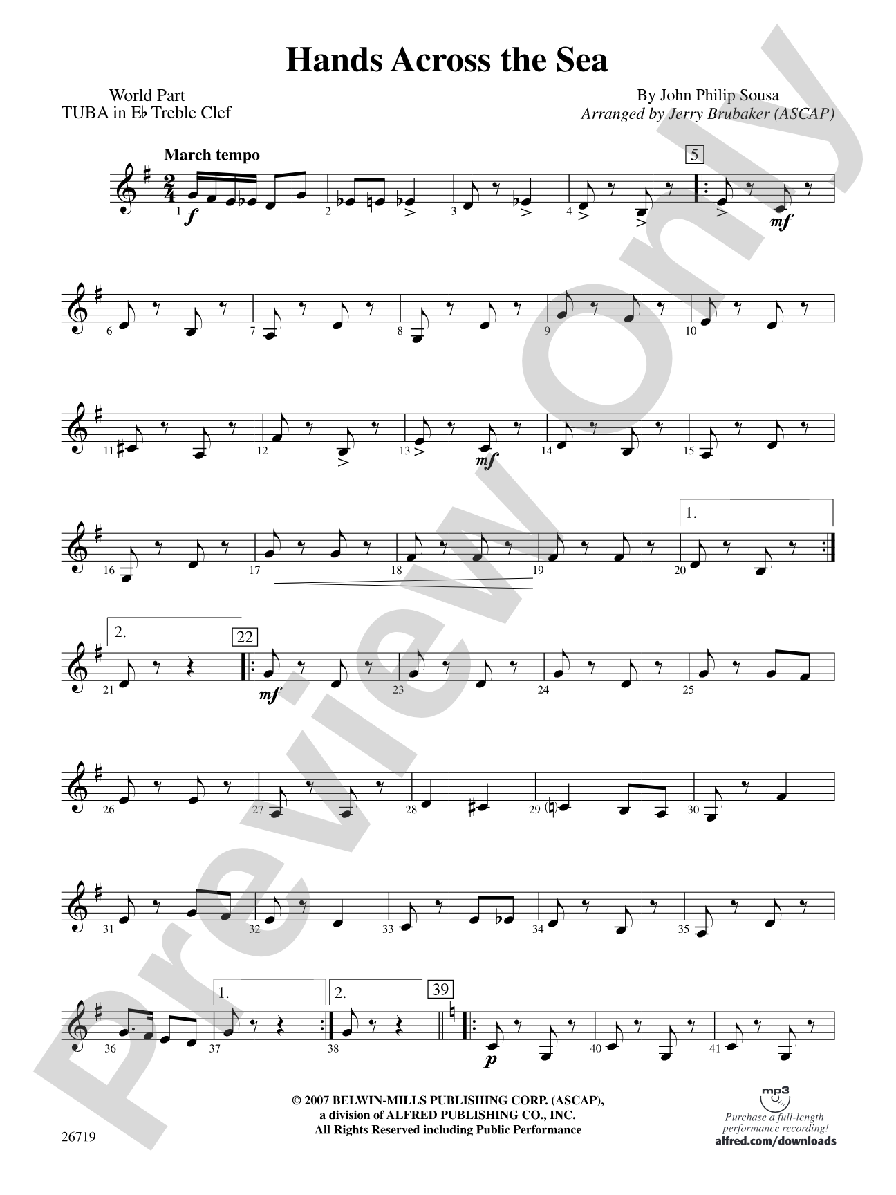 Hands Across the Sea: (wp) E-flat Tuba T.C.