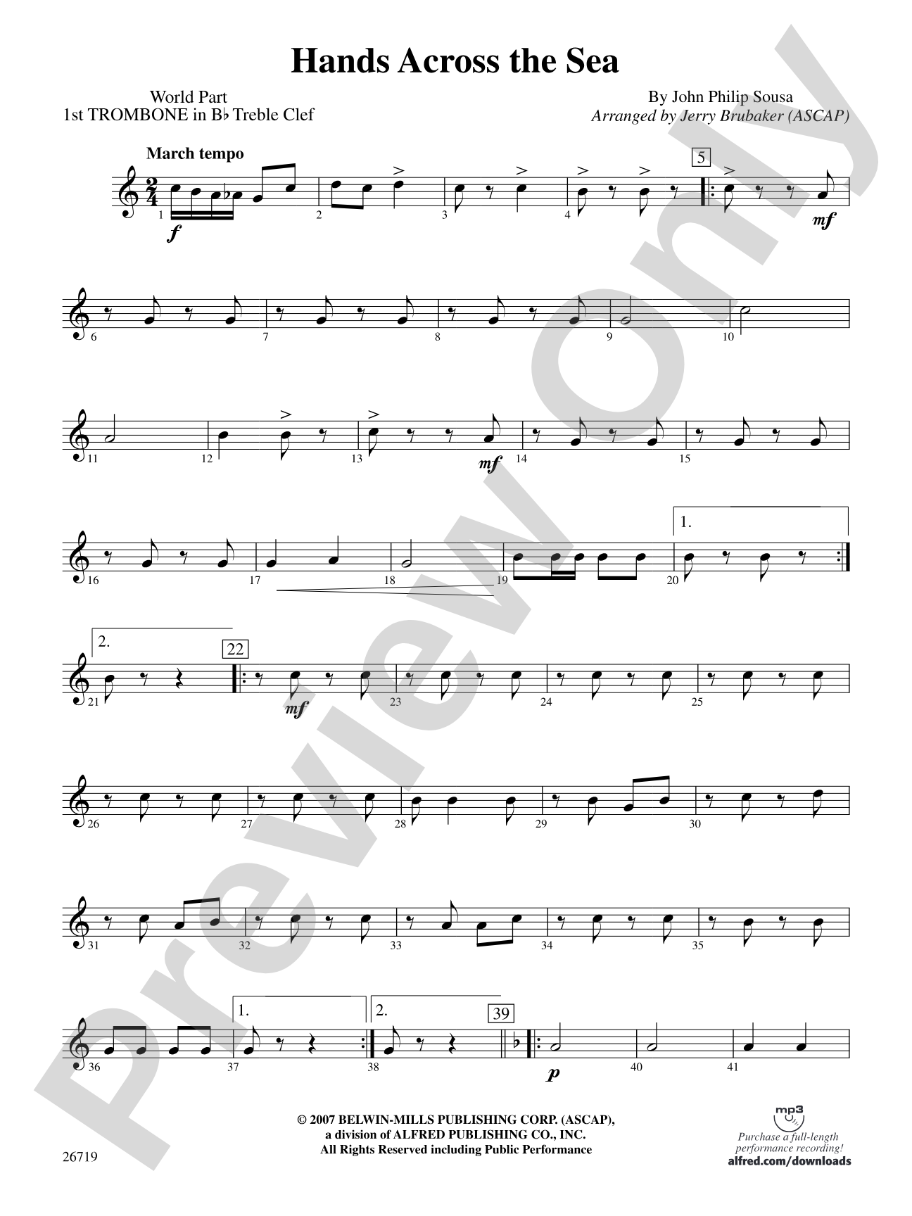 Hands Across the Sea: (wp) 1st B-flat Trombone T.C.