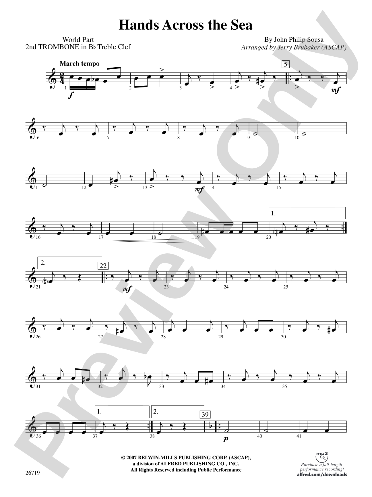 Hands Across the Sea: (wp) 2nd B-flat Trombone T.C.