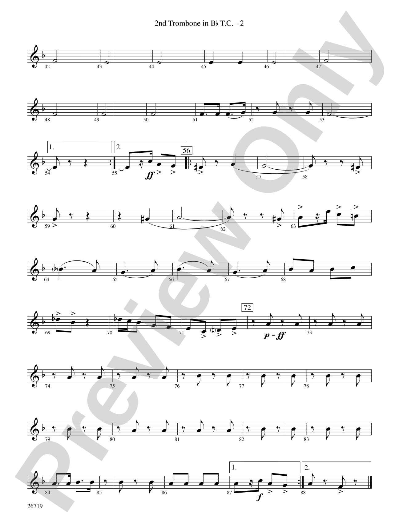 Hands Across the Sea: (wp) 2nd B-flat Trombone T.C.
