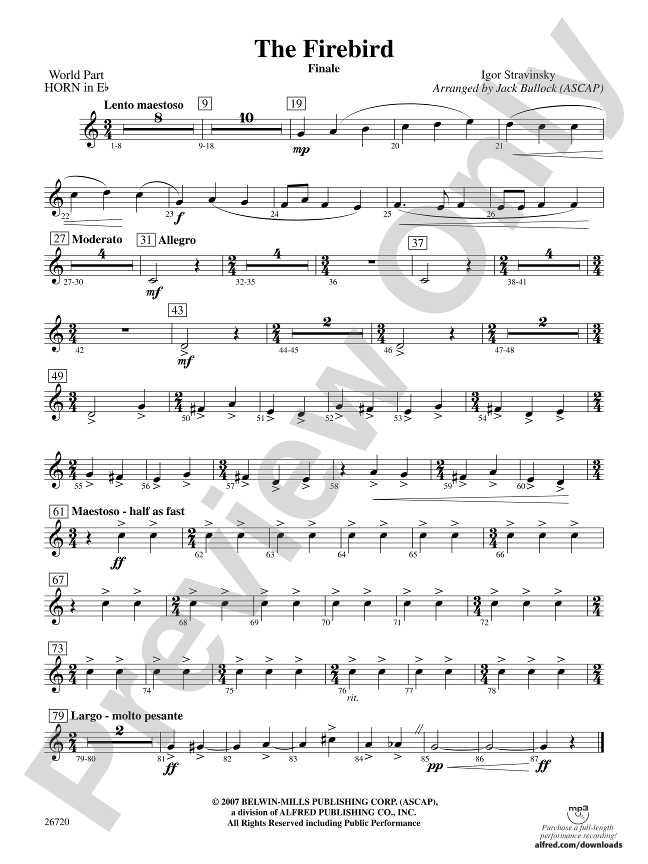 The Firebird: (wp) 1st Horn in E-flat