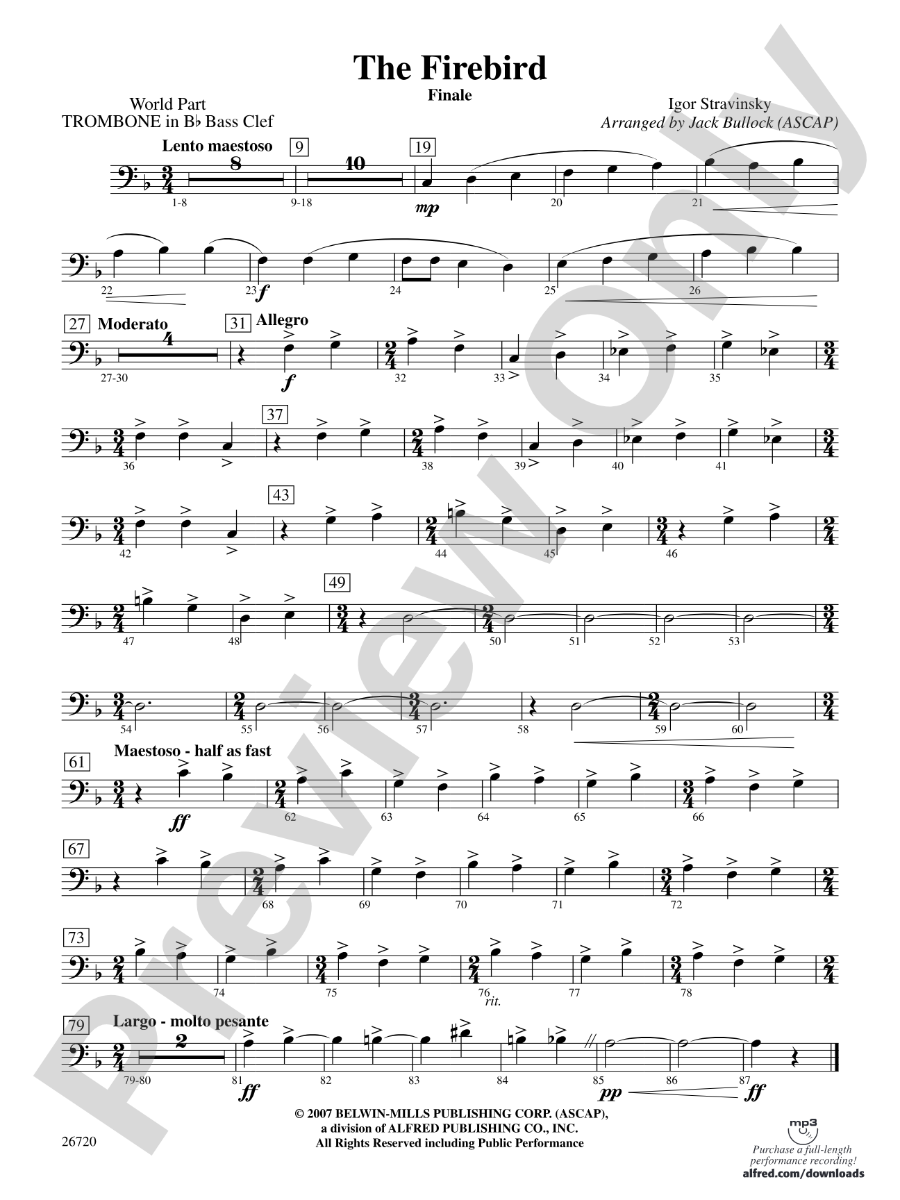 The Firebird: (wp) 1st B-flat Trombone B.C.