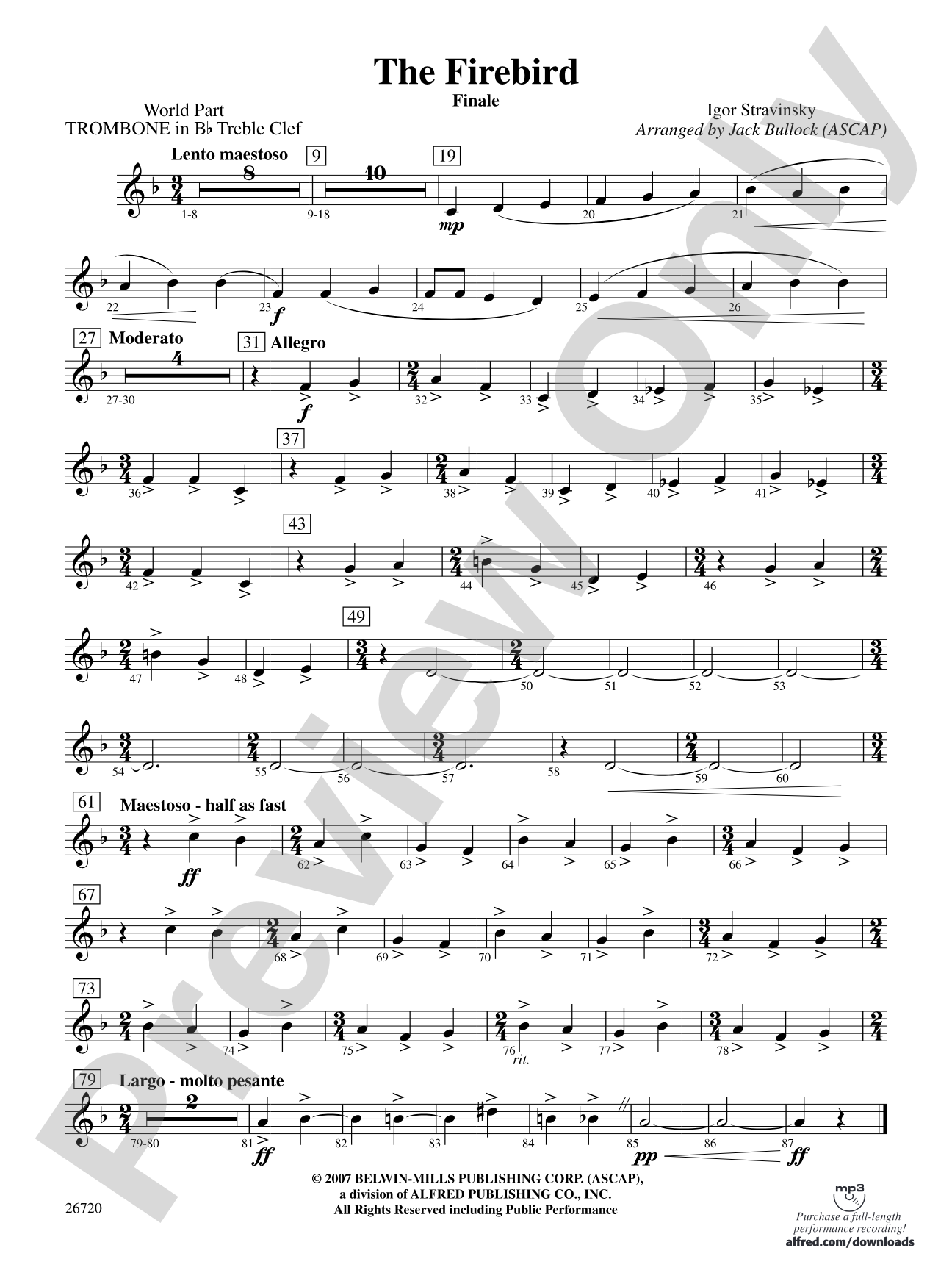 The Firebird: (wp) 1st B-flat Trombone T.C.
