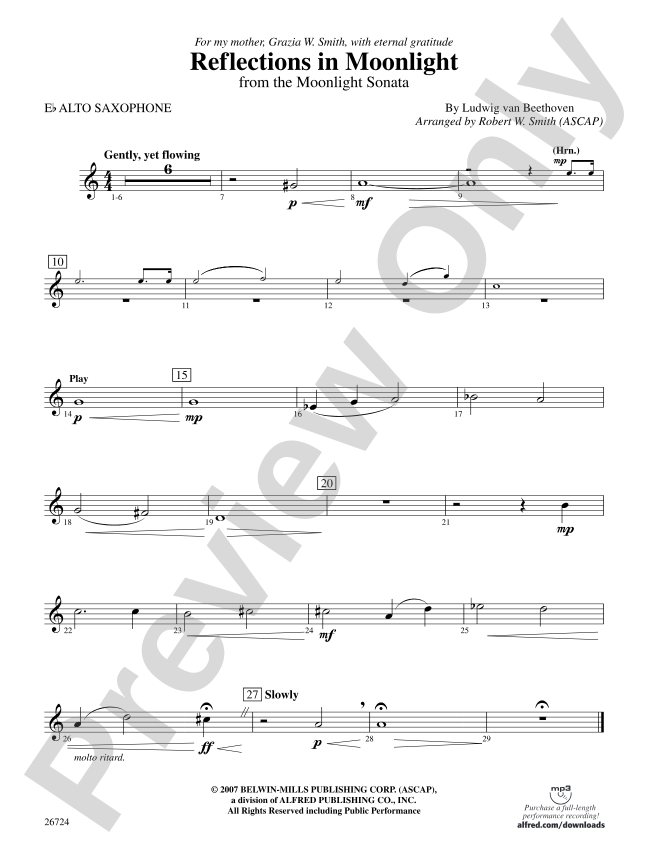 Reflections In Moonlight: E-flat Alto Saxophone