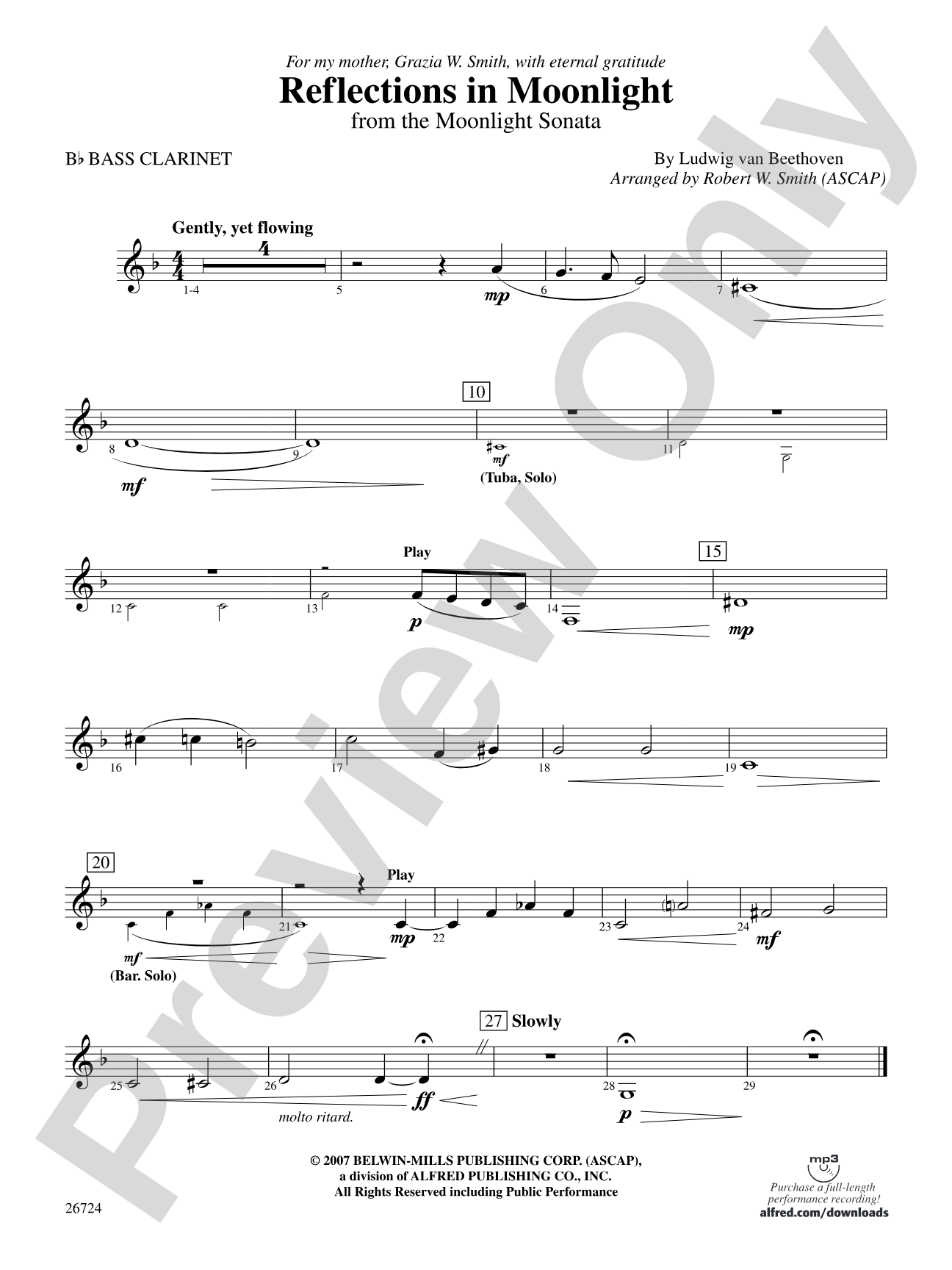 Reflections In Moonlight: B-flat Bass Clarinet