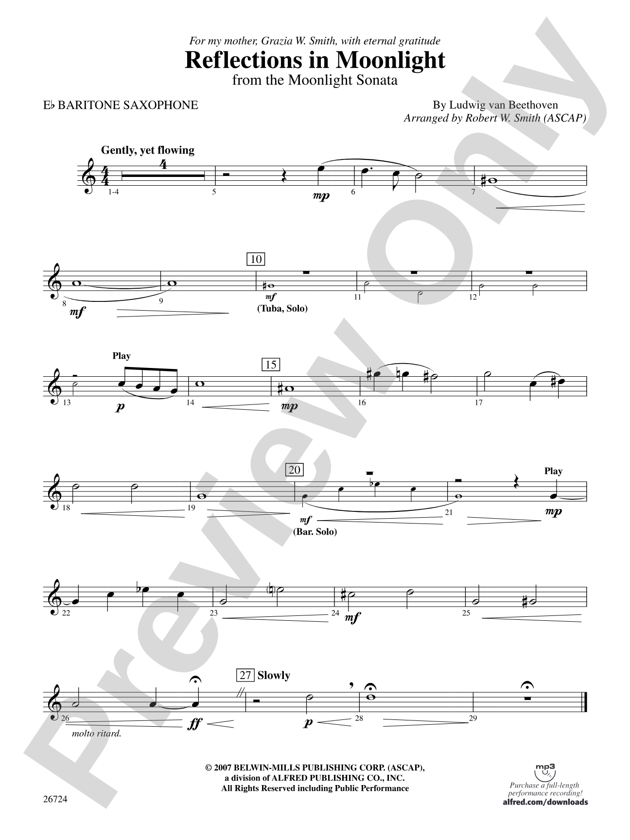 Reflections In Moonlight: E-flat Baritone Saxophone