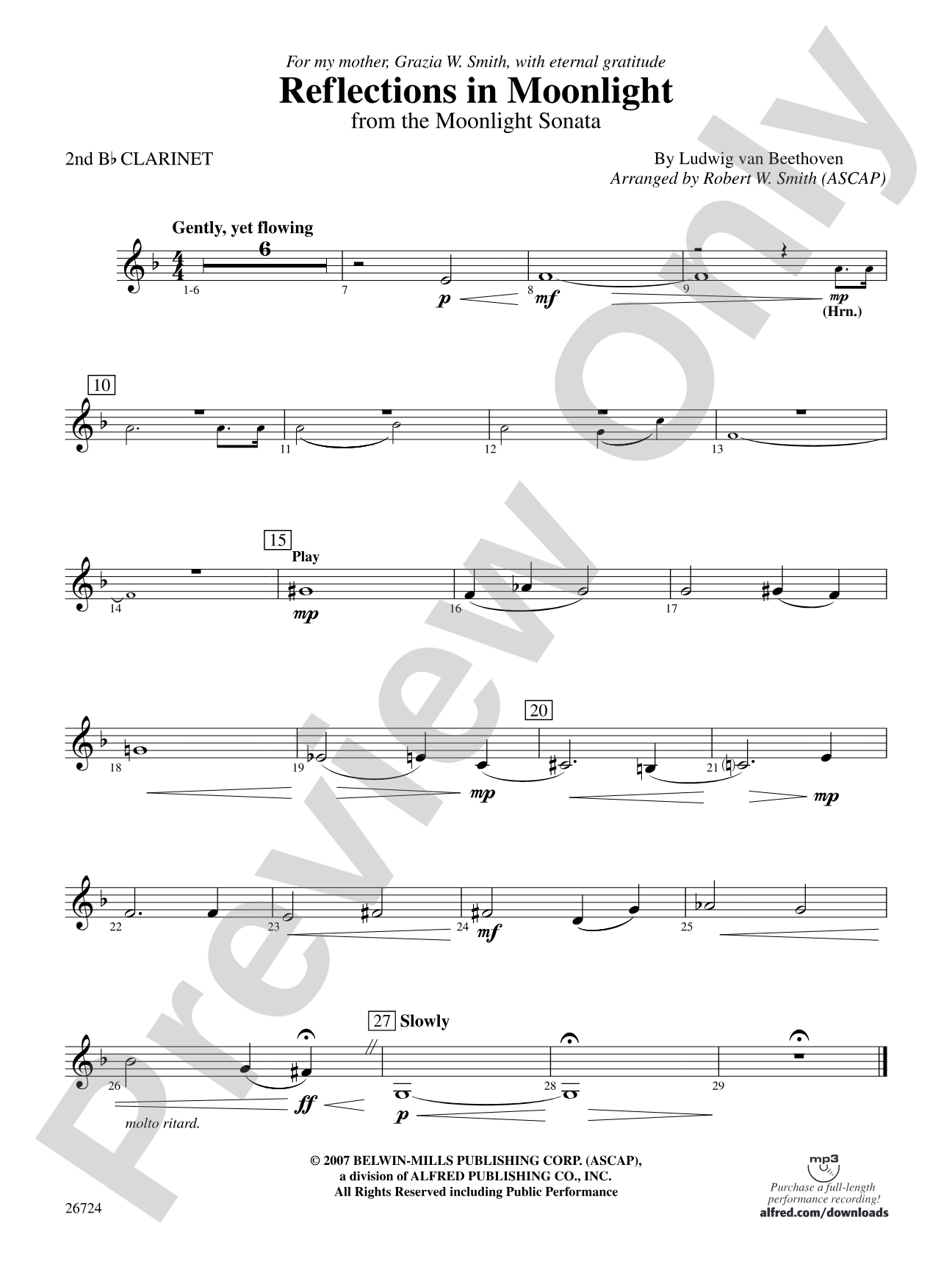Reflections In Moonlight: 2nd B-flat Clarinet