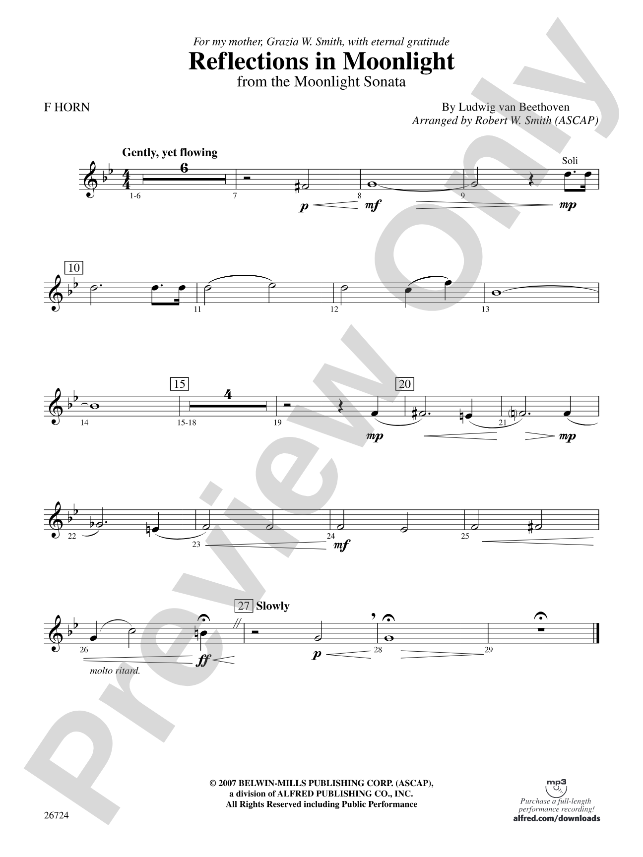 Reflections In Moonlight: 1st F Horn