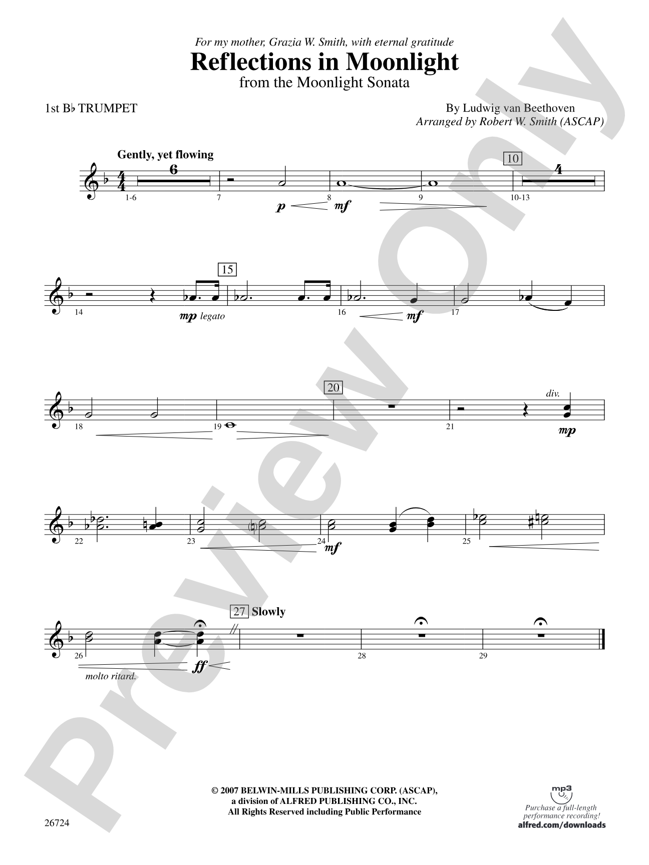 Reflections In Moonlight: 1st B-flat Trumpet