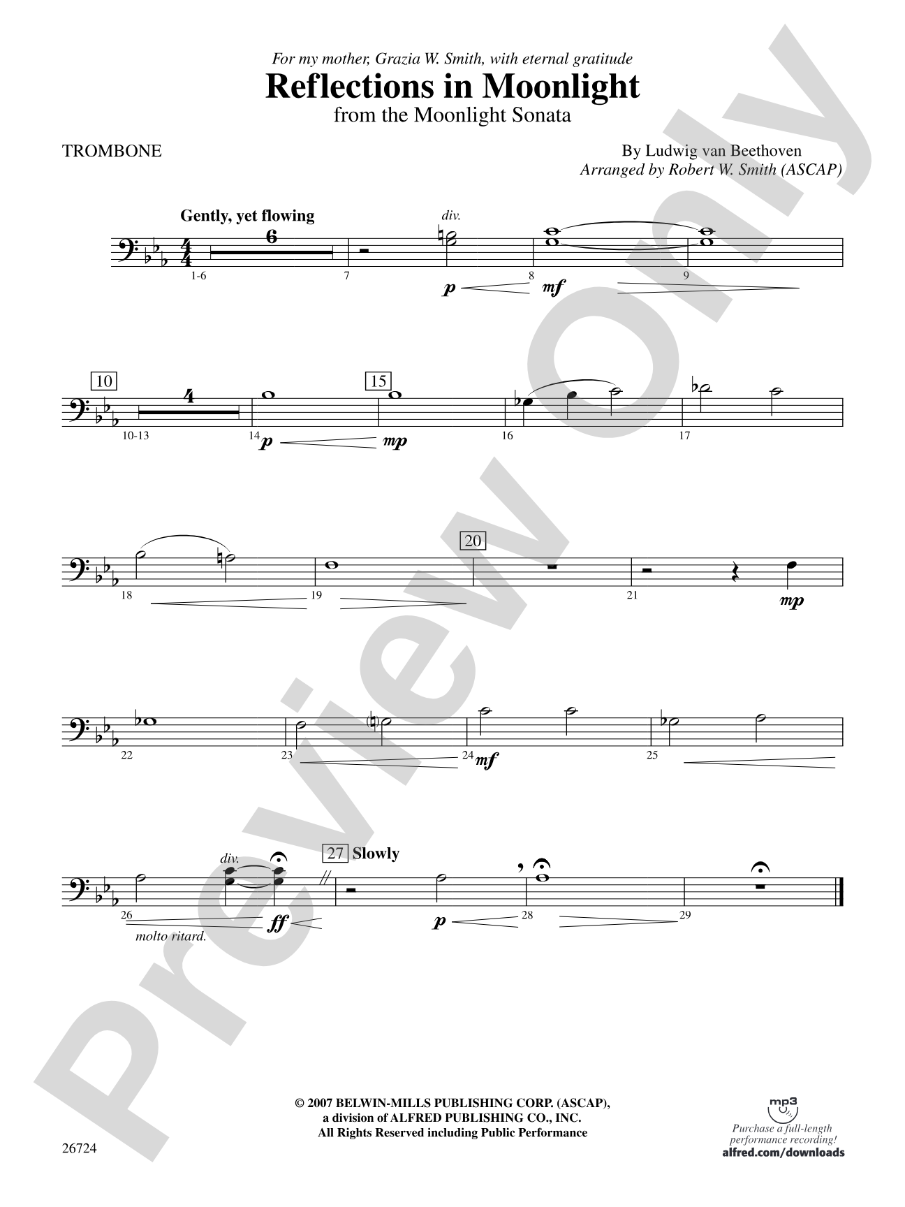 Reflections In Moonlight: 1st Trombone
