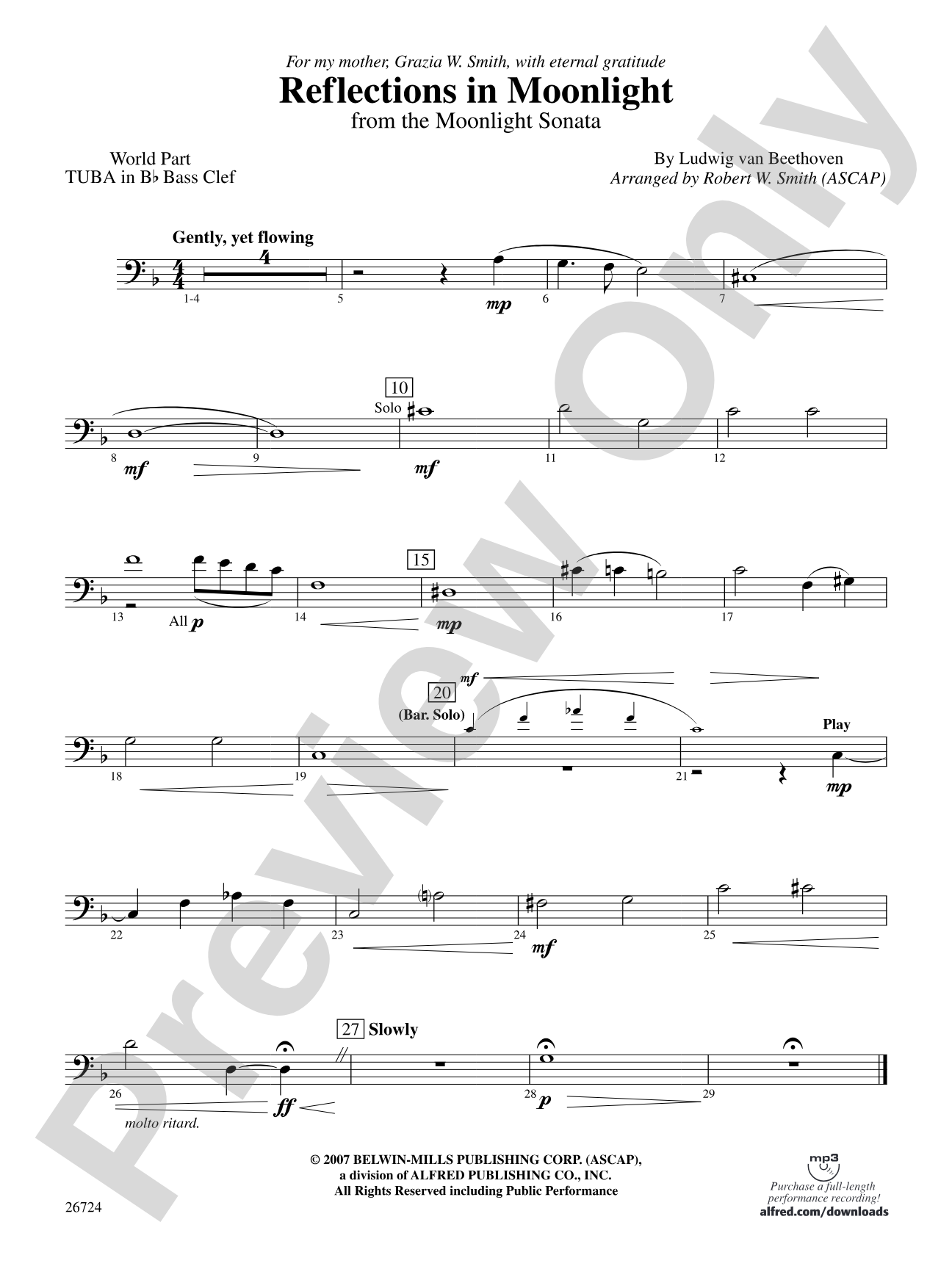 Reflections In Moonlight: (wp) B-flat Tuba B.C.