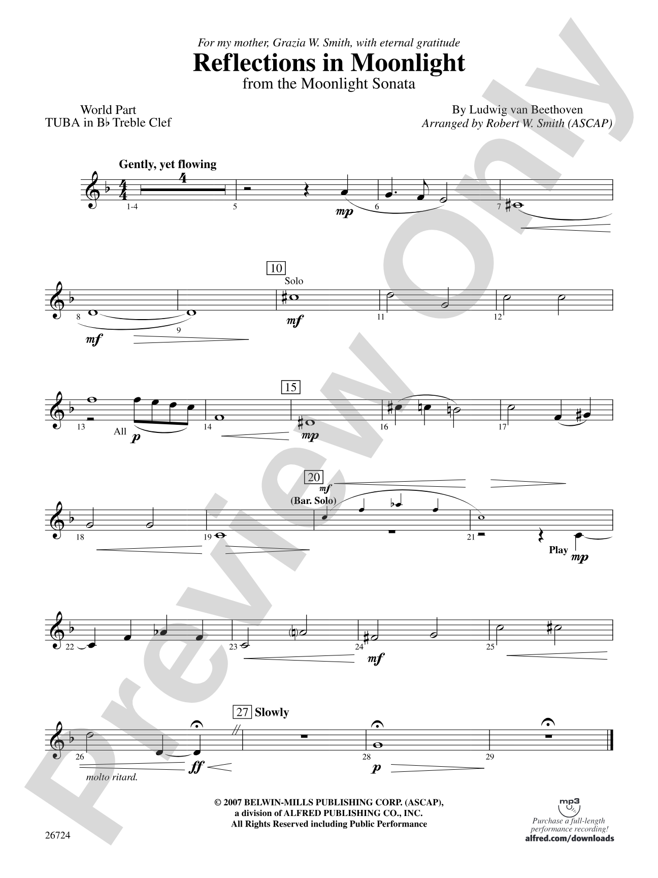 Reflections In Moonlight: (wp) B-flat Tuba T.C.