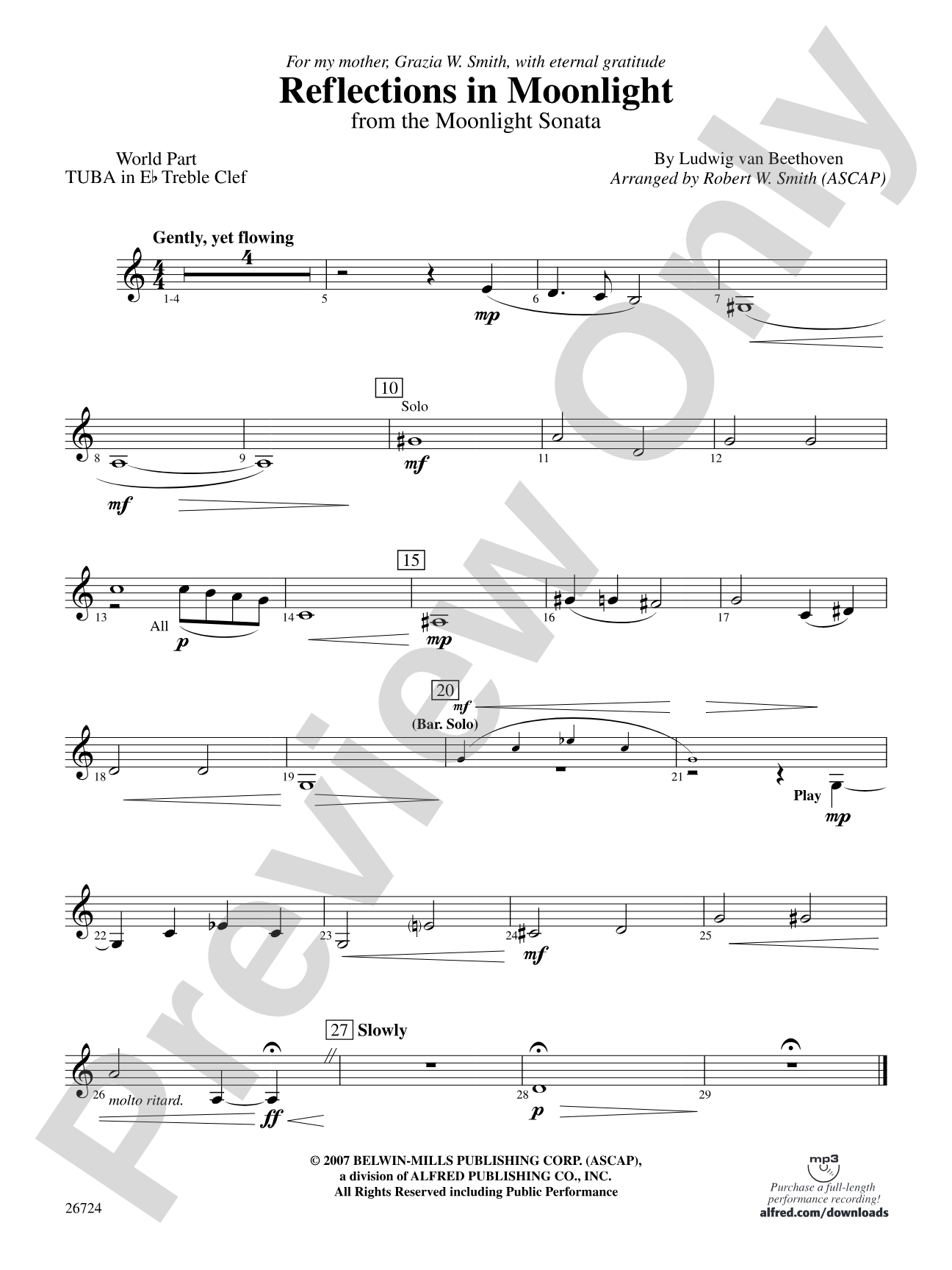 Reflections In Moonlight: (wp) E-flat Tuba T.C.