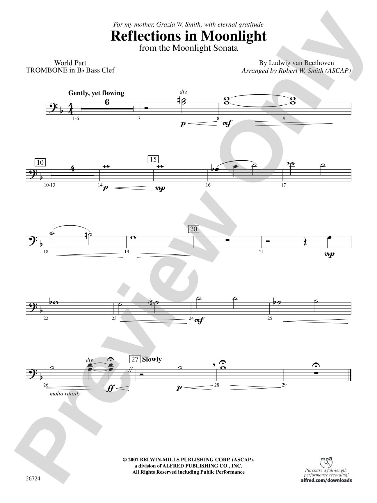 Reflections In Moonlight: (wp) 1st B-flat Trombone B.C.