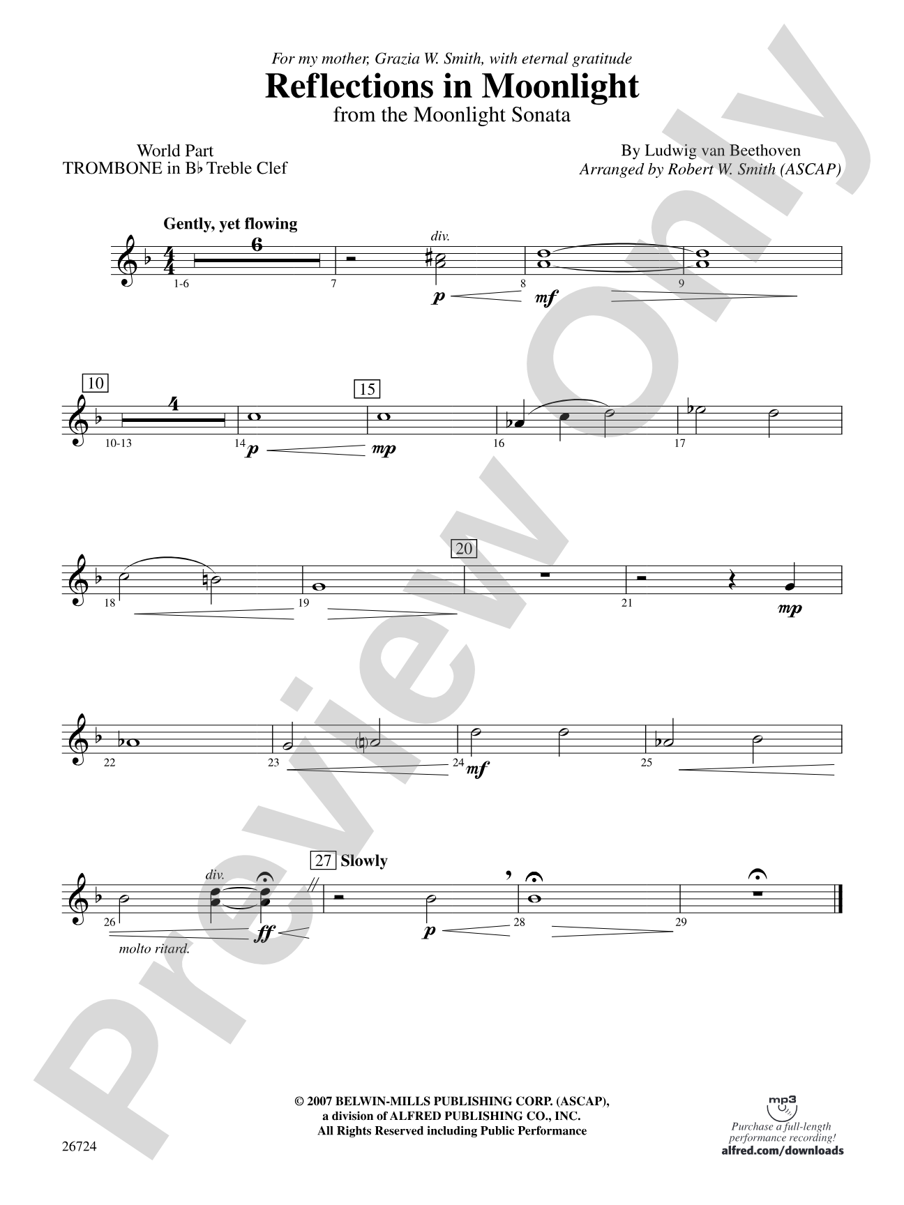 Reflections In Moonlight: (wp) 1st B-flat Trombone T.C.