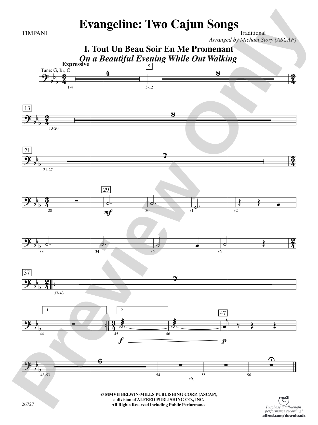 Evangeline: Two Cajun Songs: Timpani