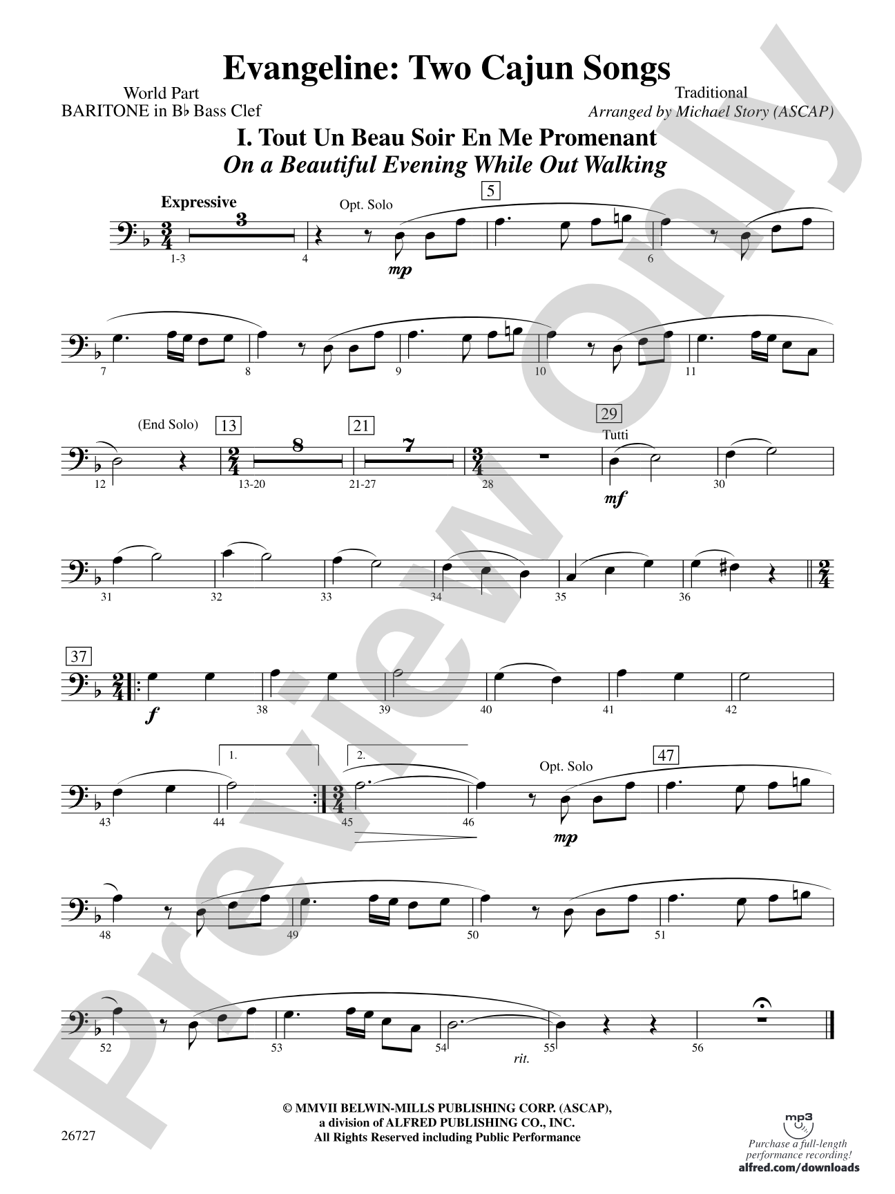 Evangeline: (wp) B-flat Baritone B.C.