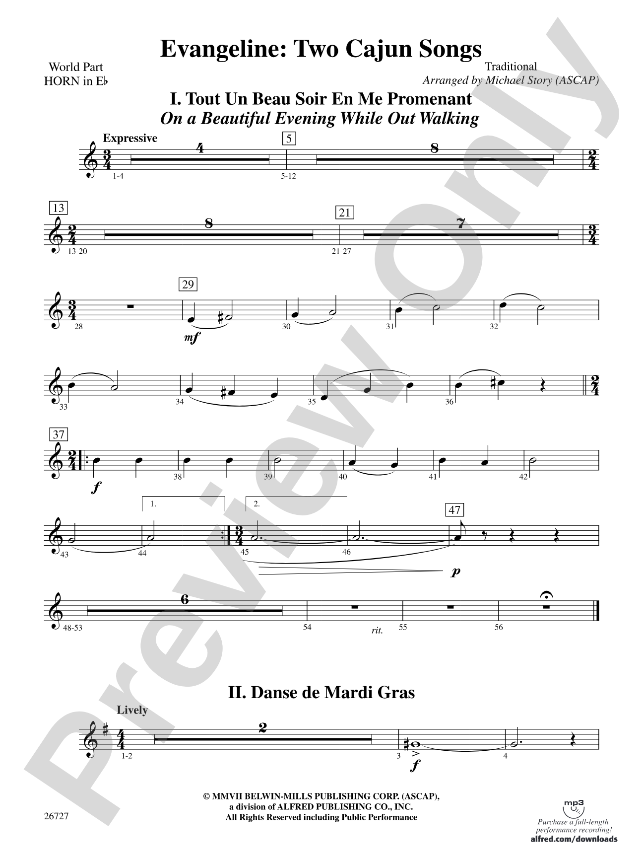Evangeline: (wp) 1st Horn in E-flat