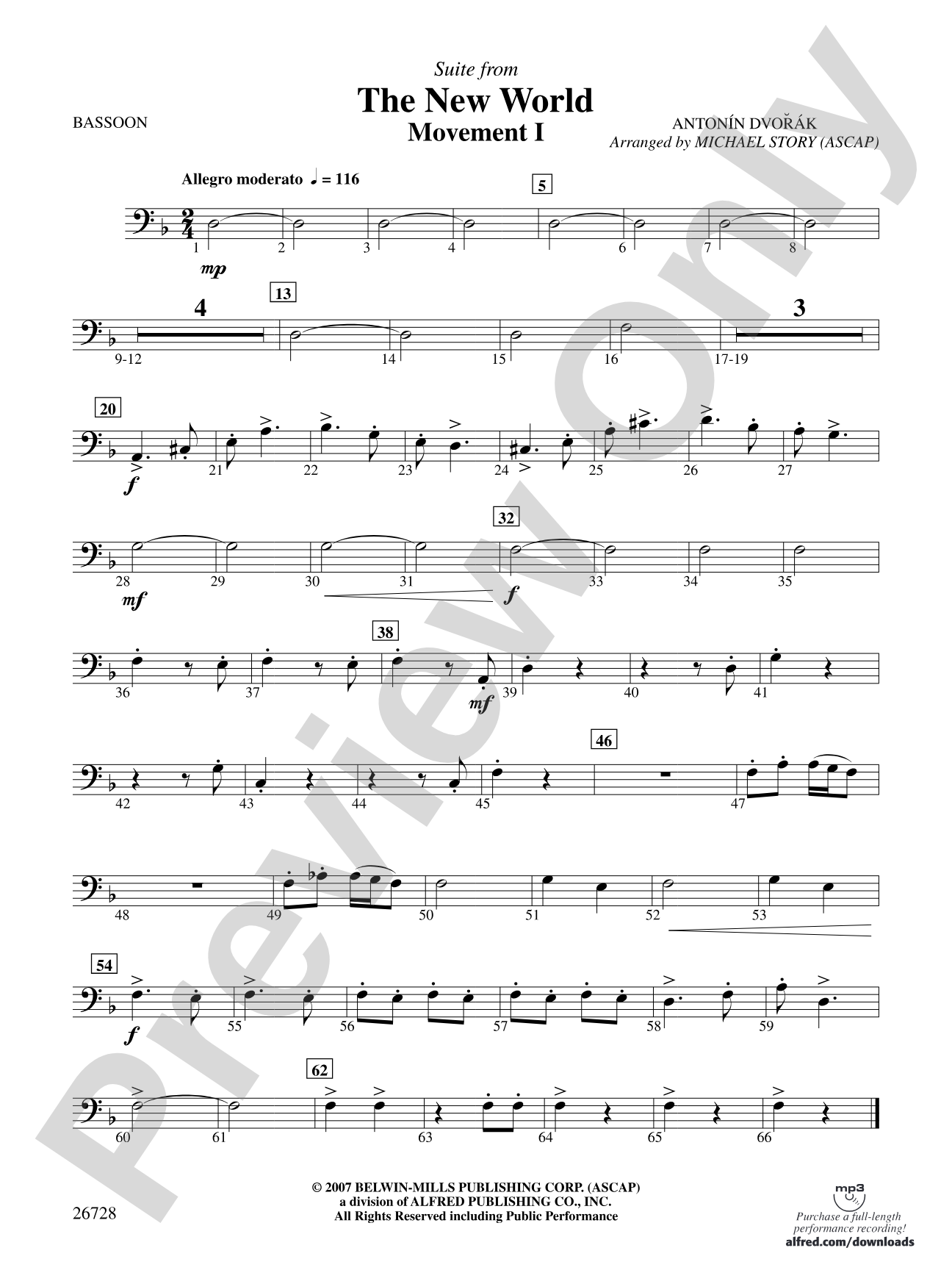 Suite from The New World: Bassoon