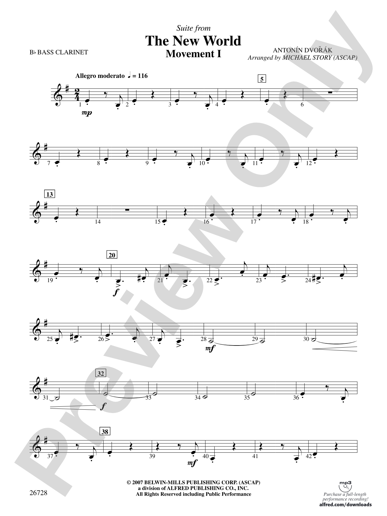 Suite from The New World: B-flat Bass Clarinet