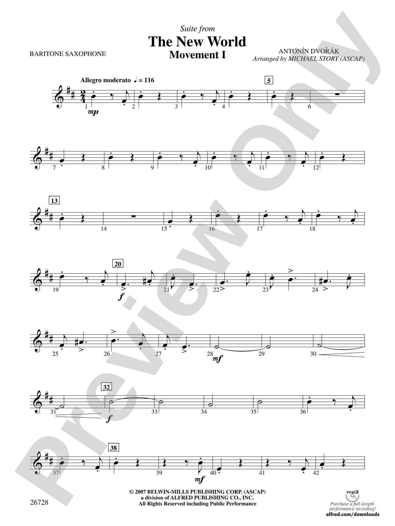 Suite from The New World: E-flat Baritone Saxophone