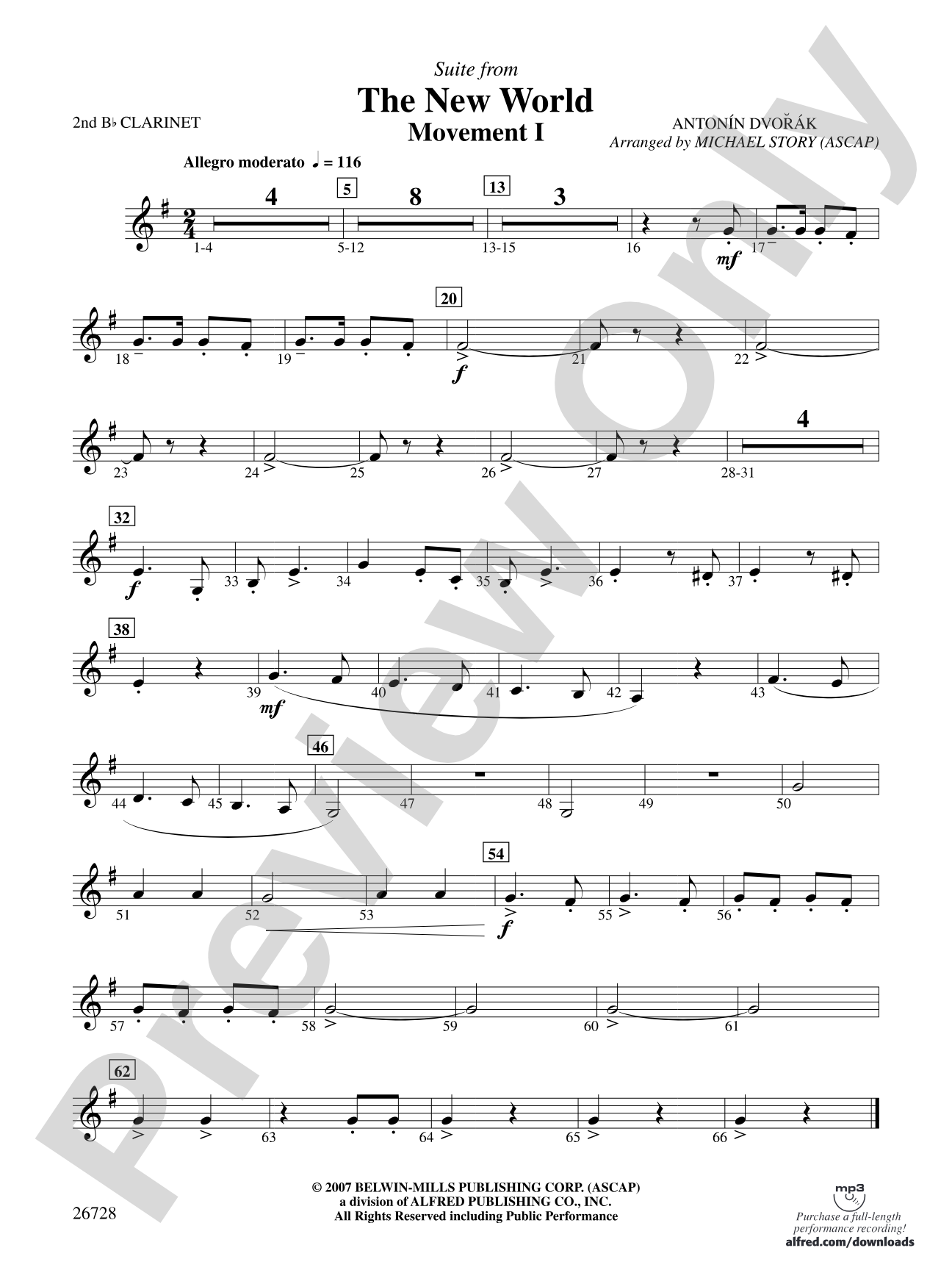 Suite from The New World: 2nd B-flat Clarinet