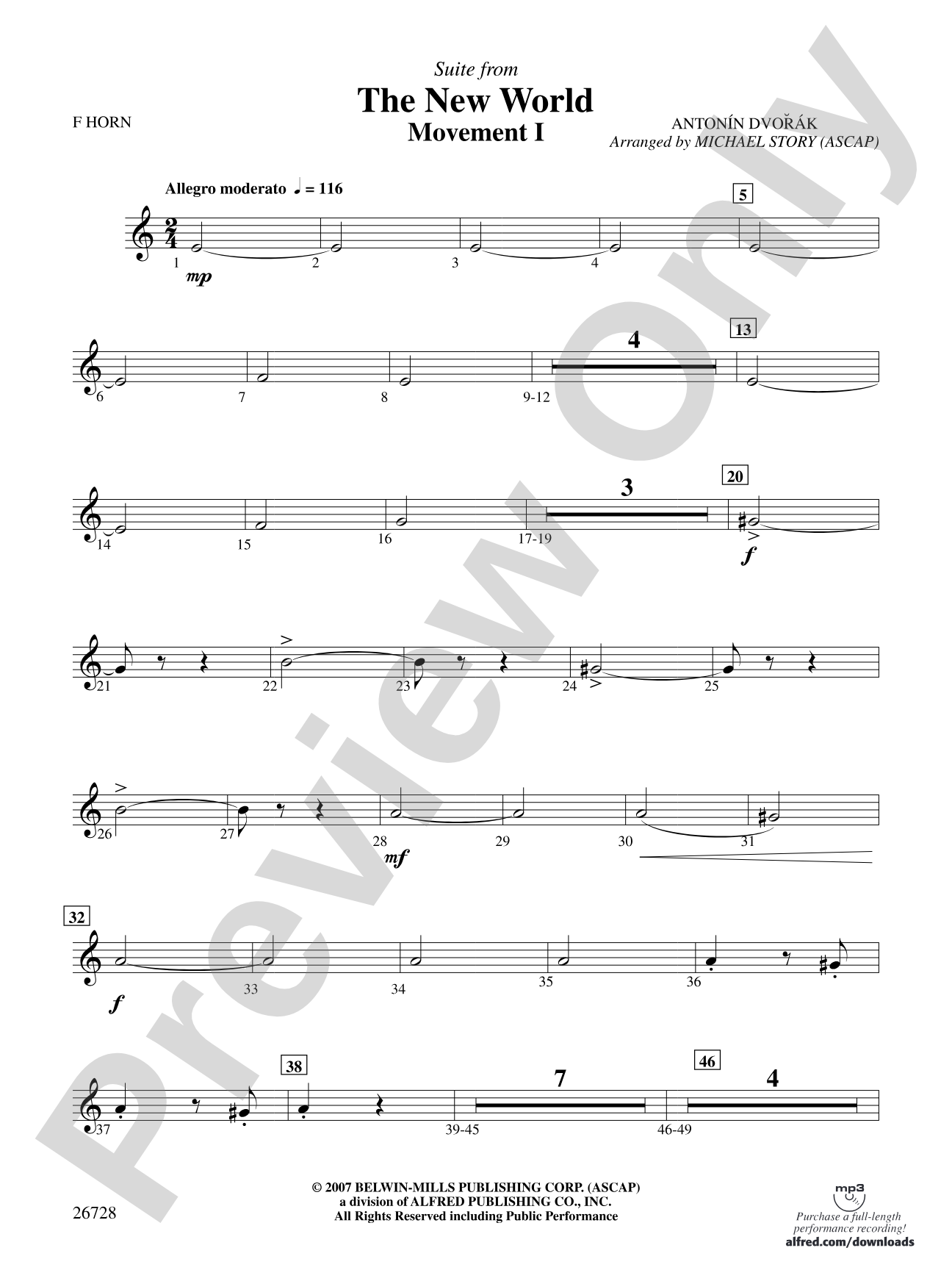 Suite from The New World: 1st F Horn
