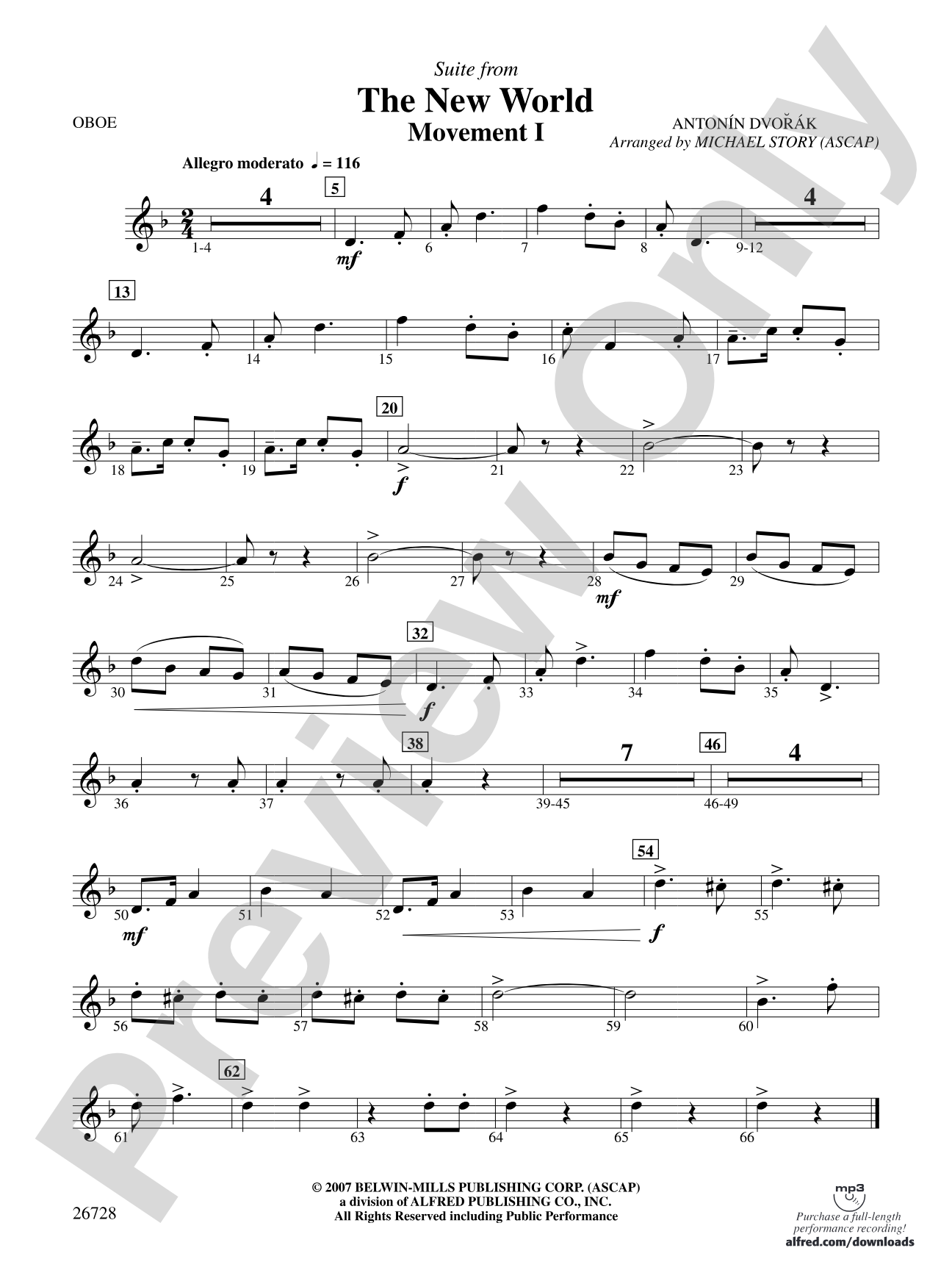 Suite from The New World: Oboe
