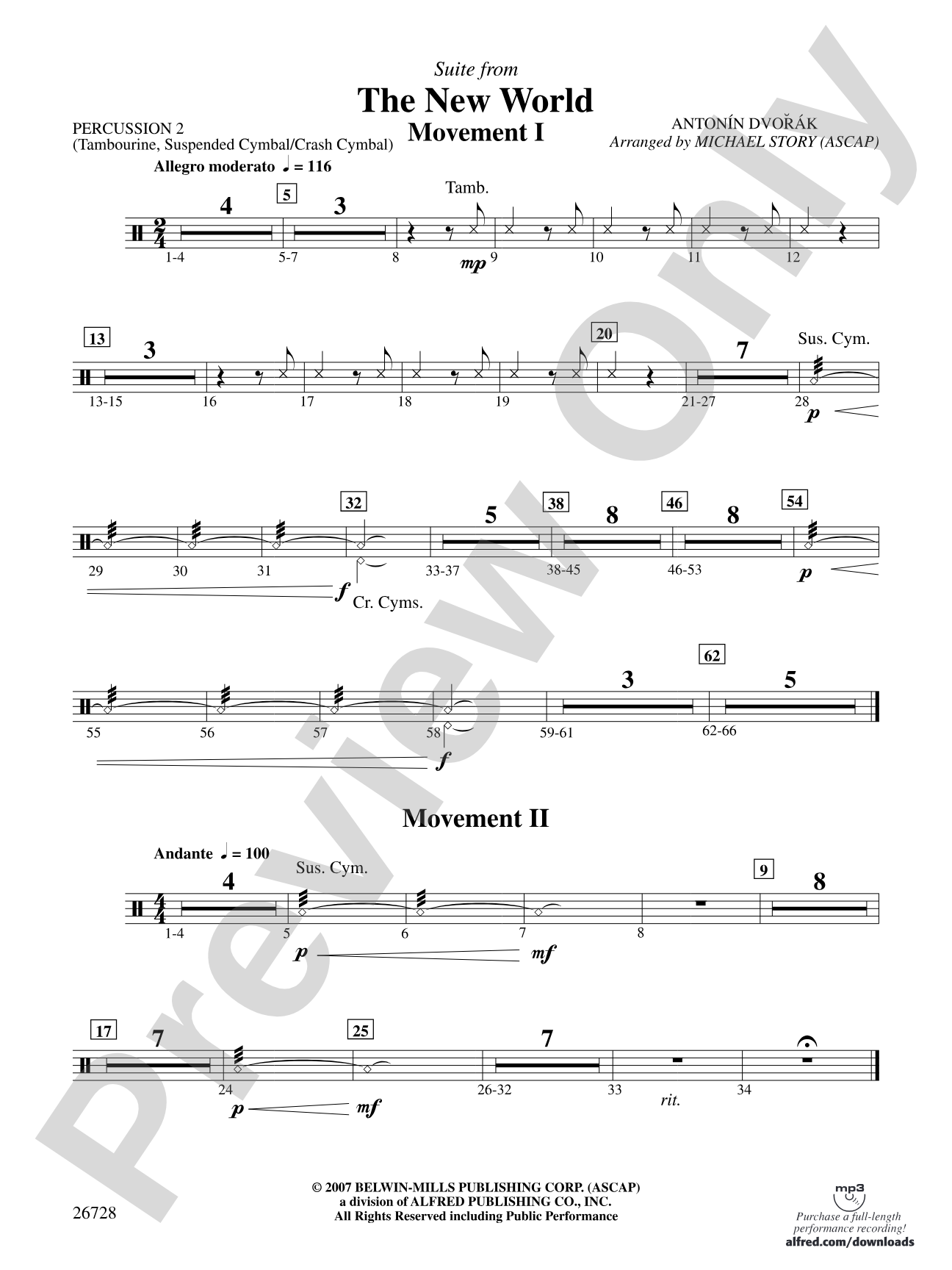 Suite from The New World: 2nd Percussion