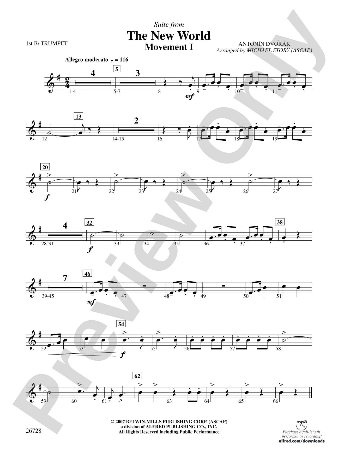 Suite from The New World: 1st B-flat Trumpet