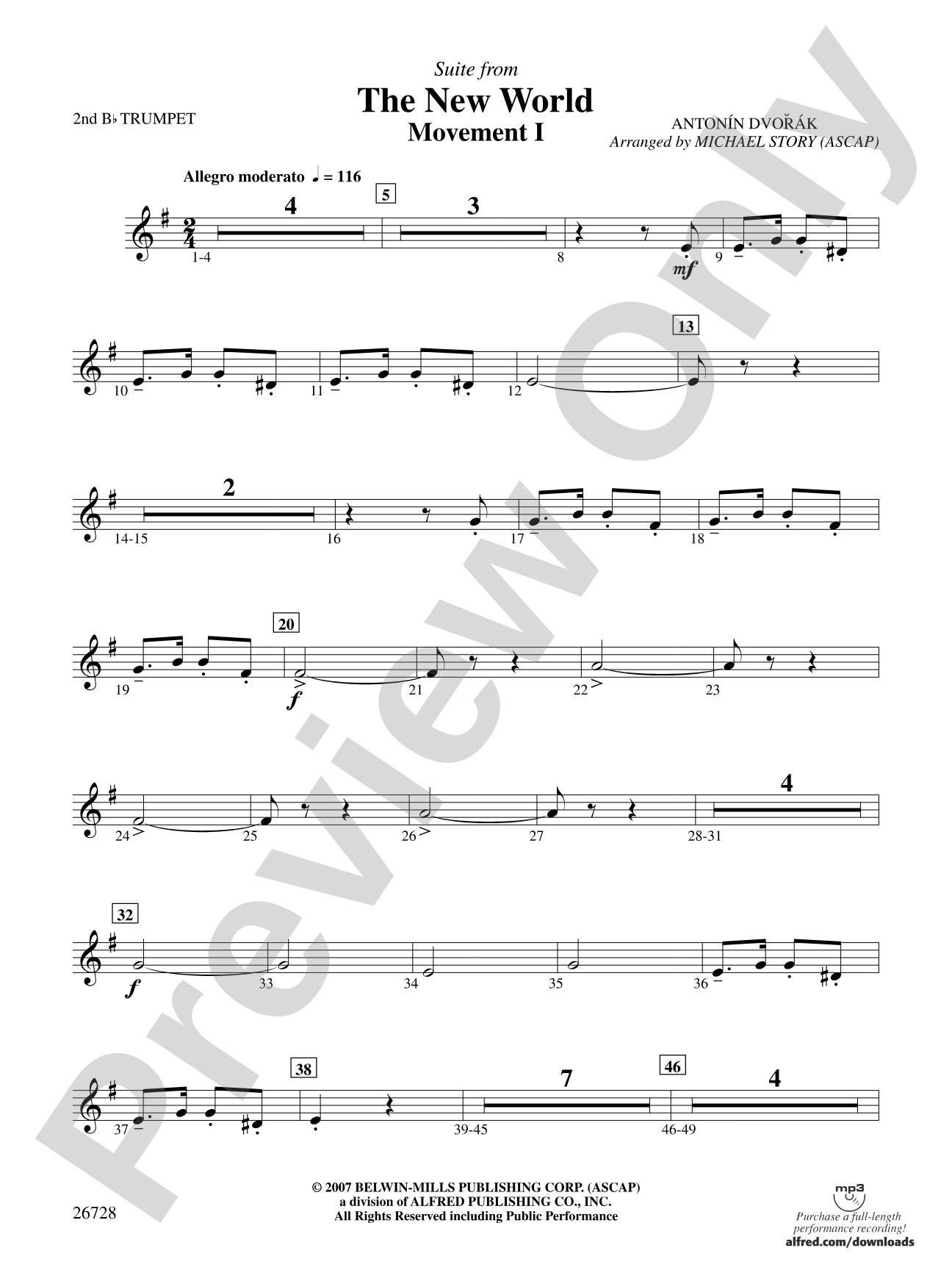 Suite from The New World: 2nd B-flat Trumpet