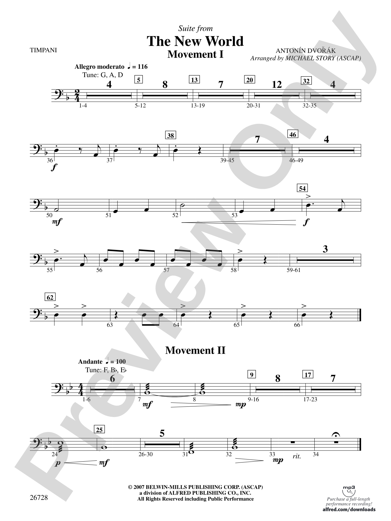 Suite from The New World: Timpani