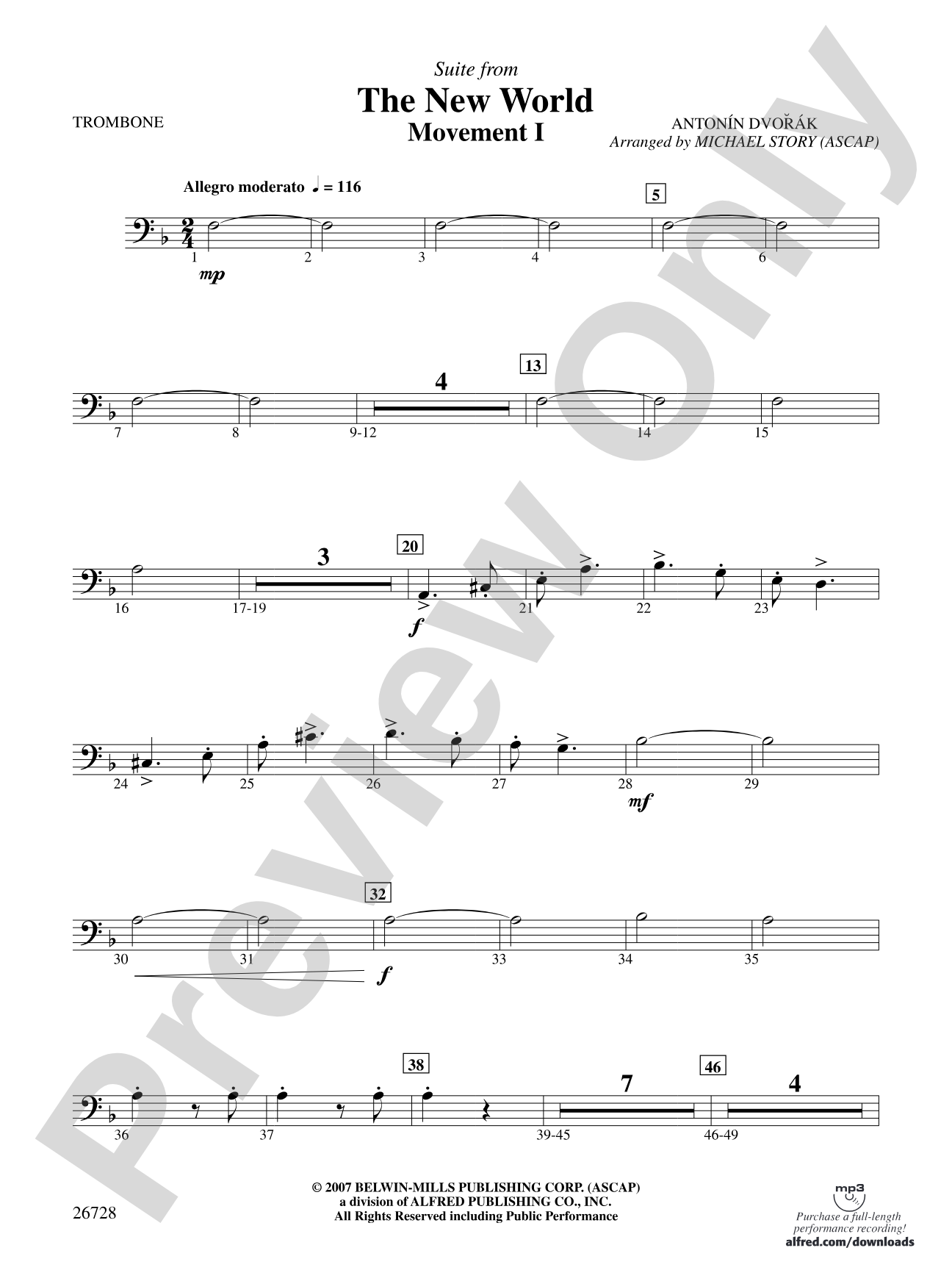 Suite from The New World: 1st Trombone