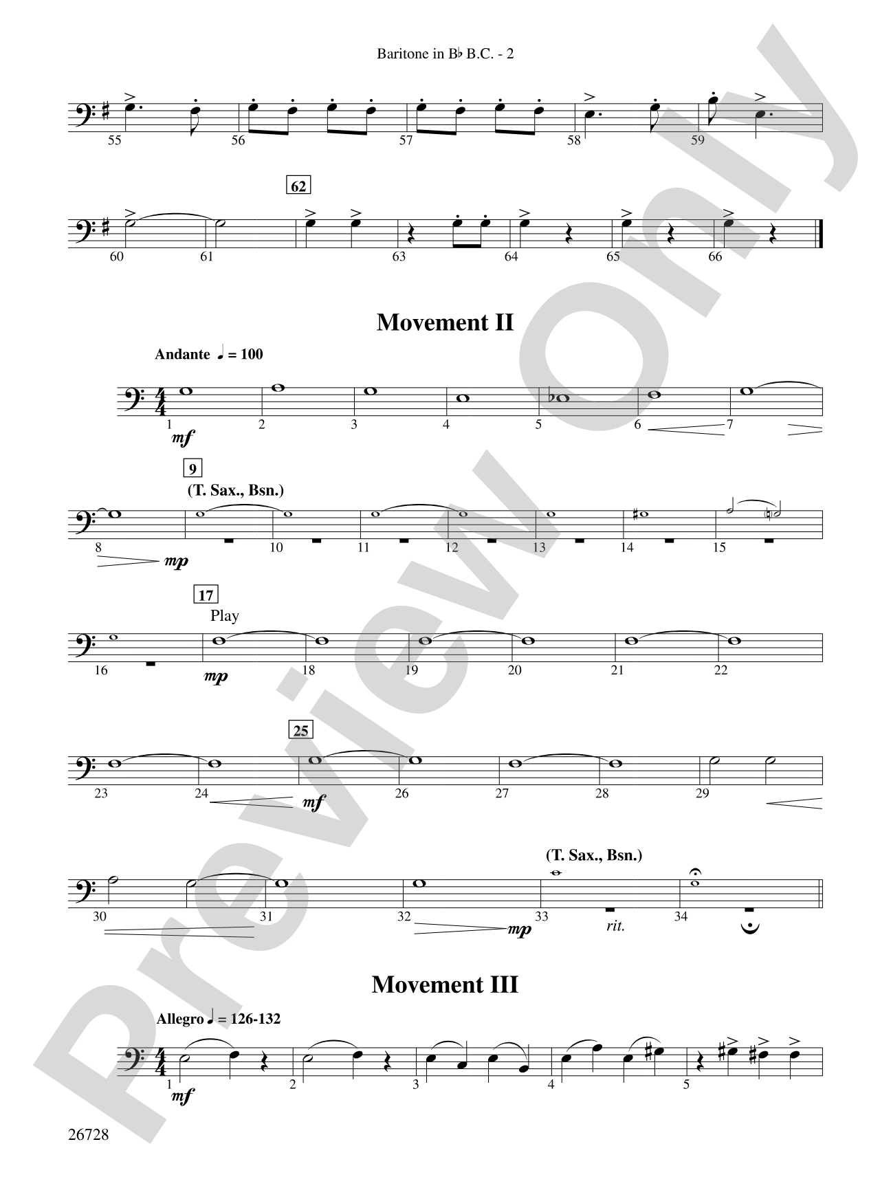 Suite from The New World: (wp) B-flat Baritone B.C.