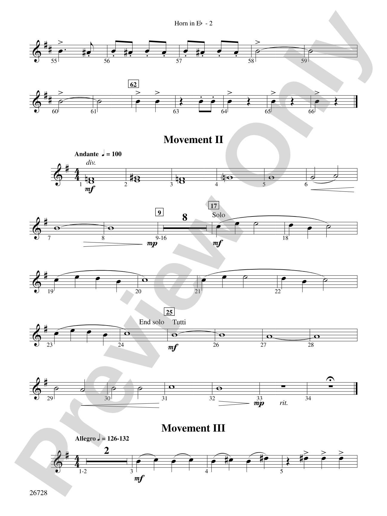 Suite from The New World: (wp) 1st Horn in E-flat