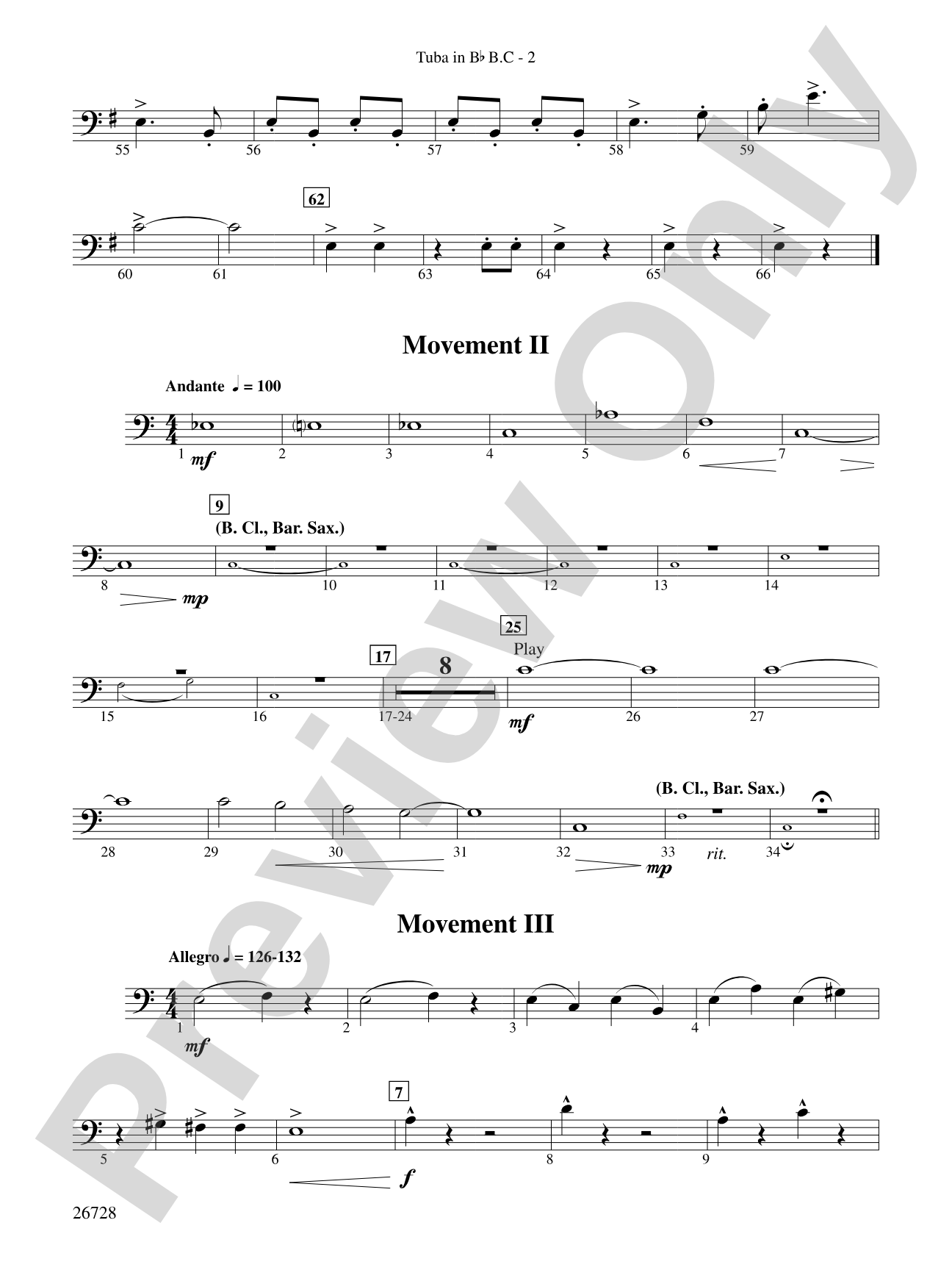 Suite from The New World: (wp) B-flat Tuba B.C.