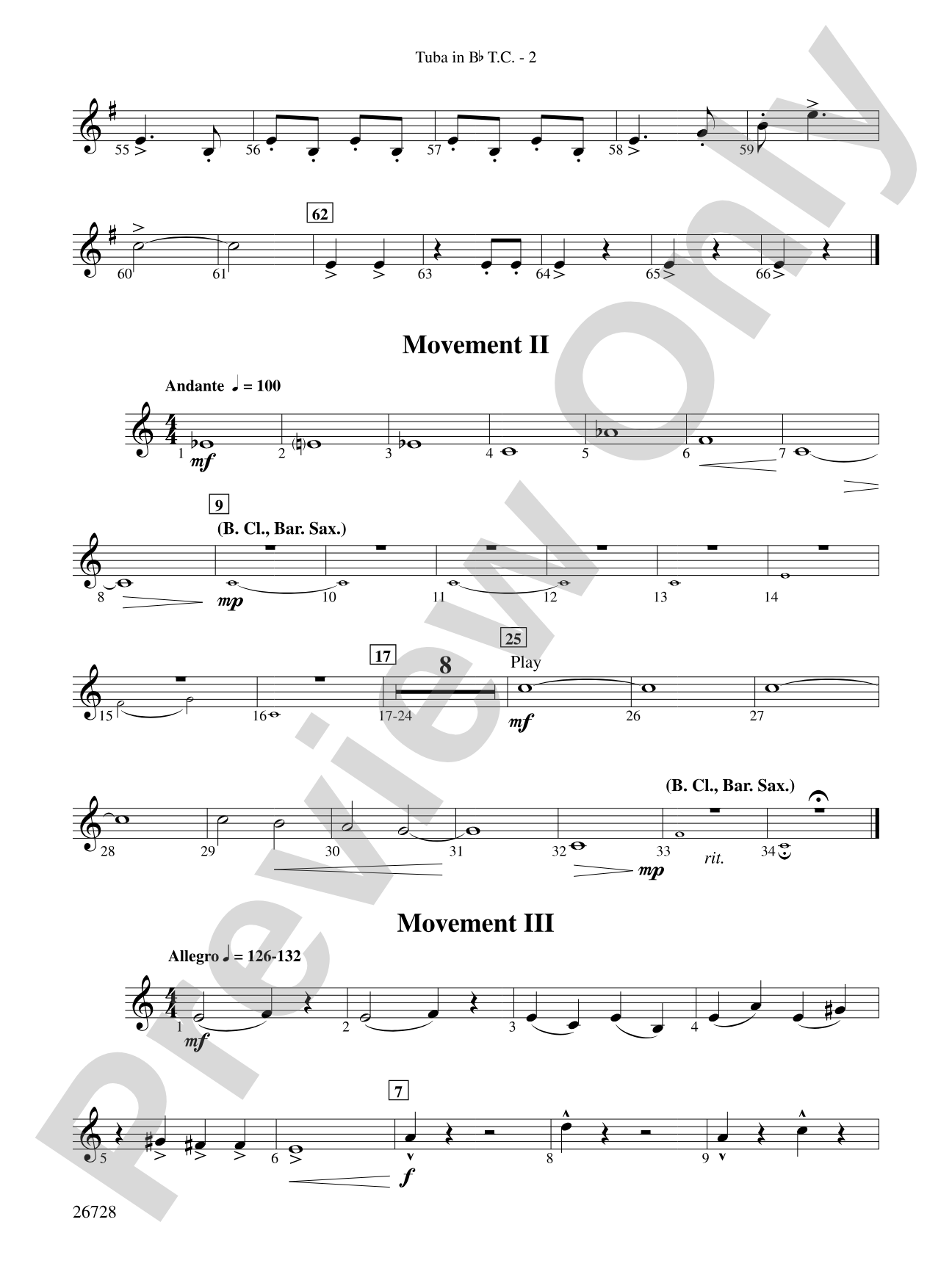 Suite from The New World: (wp) B-flat Tuba T.C.