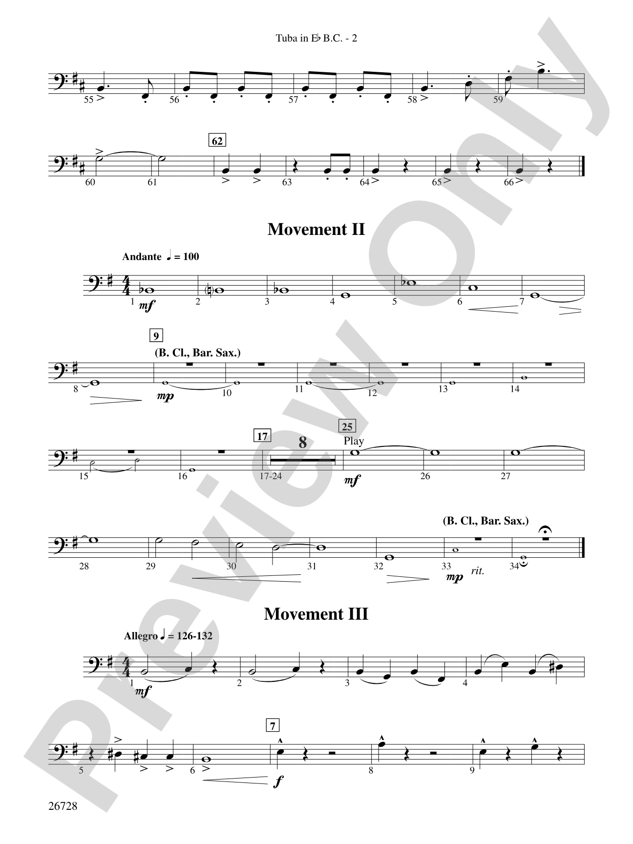 Suite from The New World: (wp) E-flat Tuba B.C.