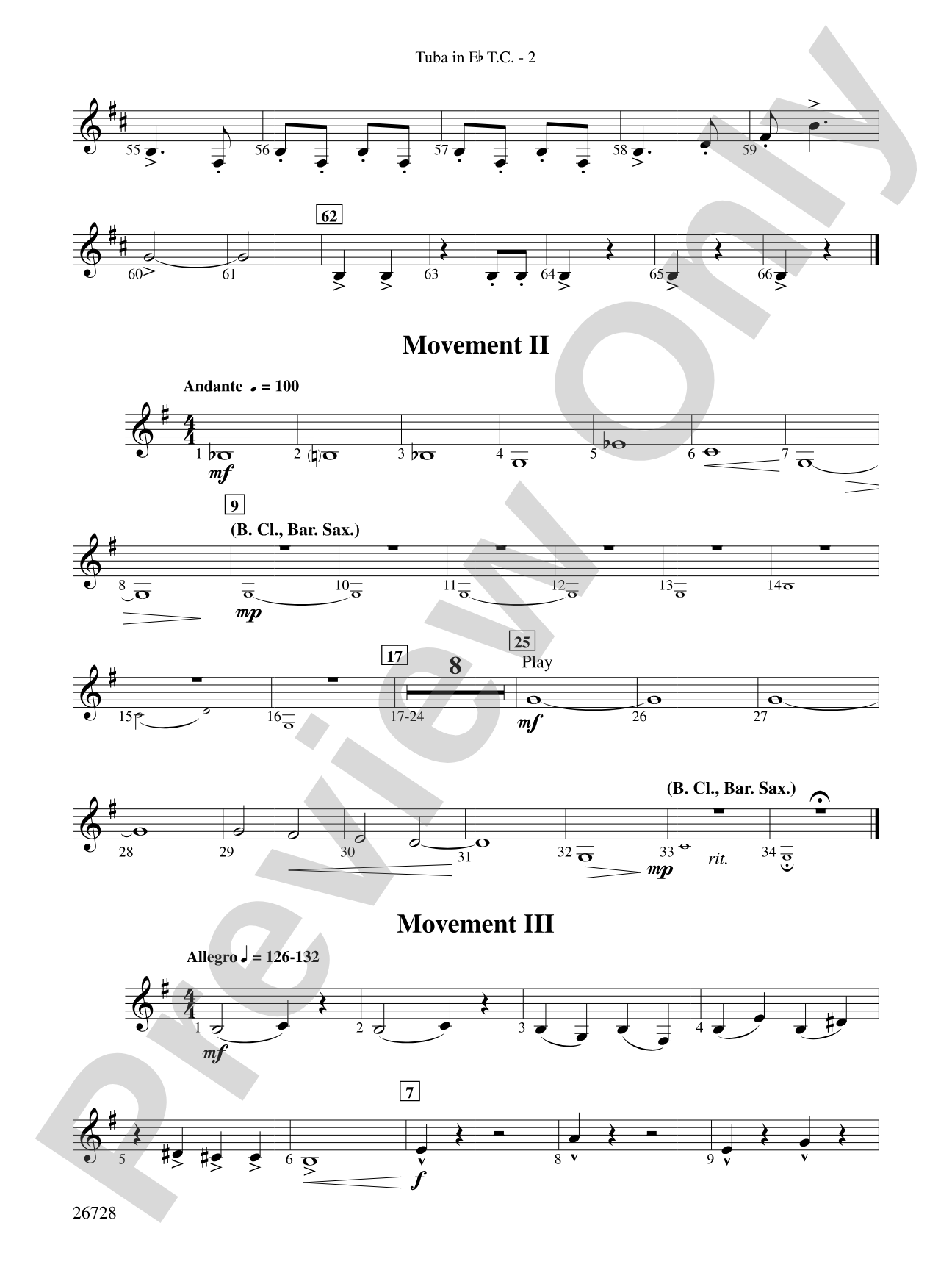 Suite from The New World: (wp) E-flat Tuba T.C.